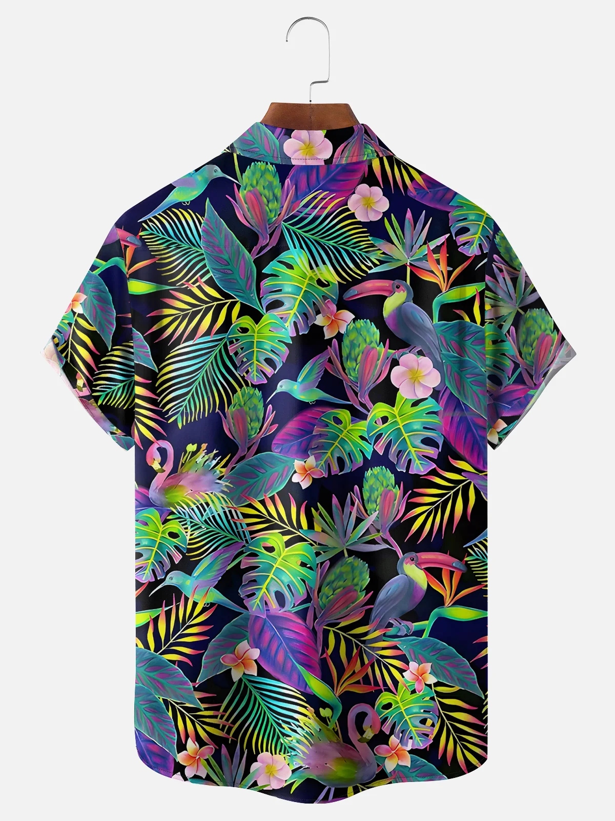 Moisture-wicking Flamingo Chest Pocket Hawaiian Shirt