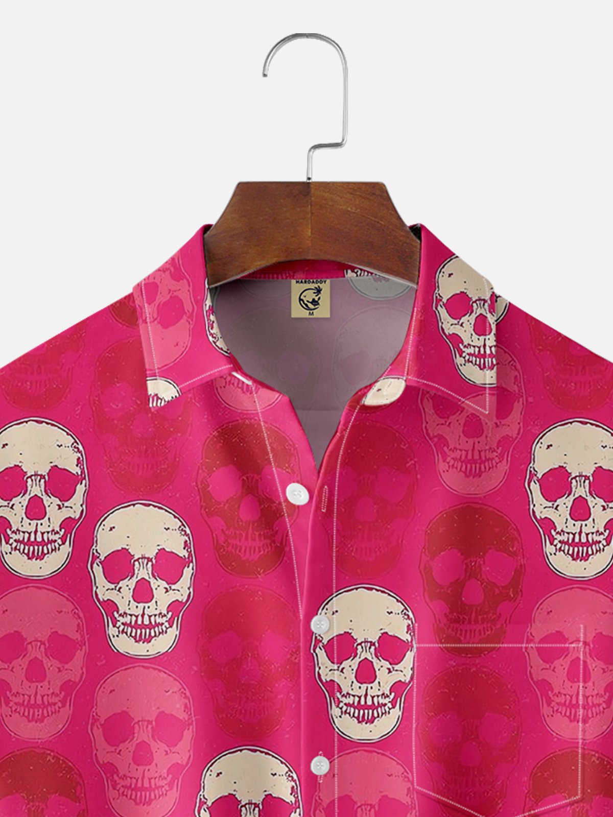 Moisture-wicking Skull Art Print Chest Pocket Hawaiian Shirt