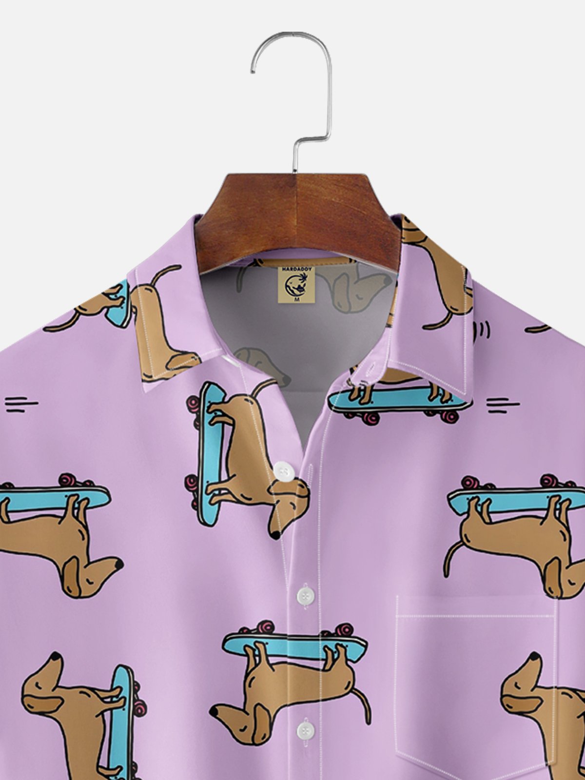 Moisture Wicking Funny Dachshund Chest Pocket Hawaiian Shirt