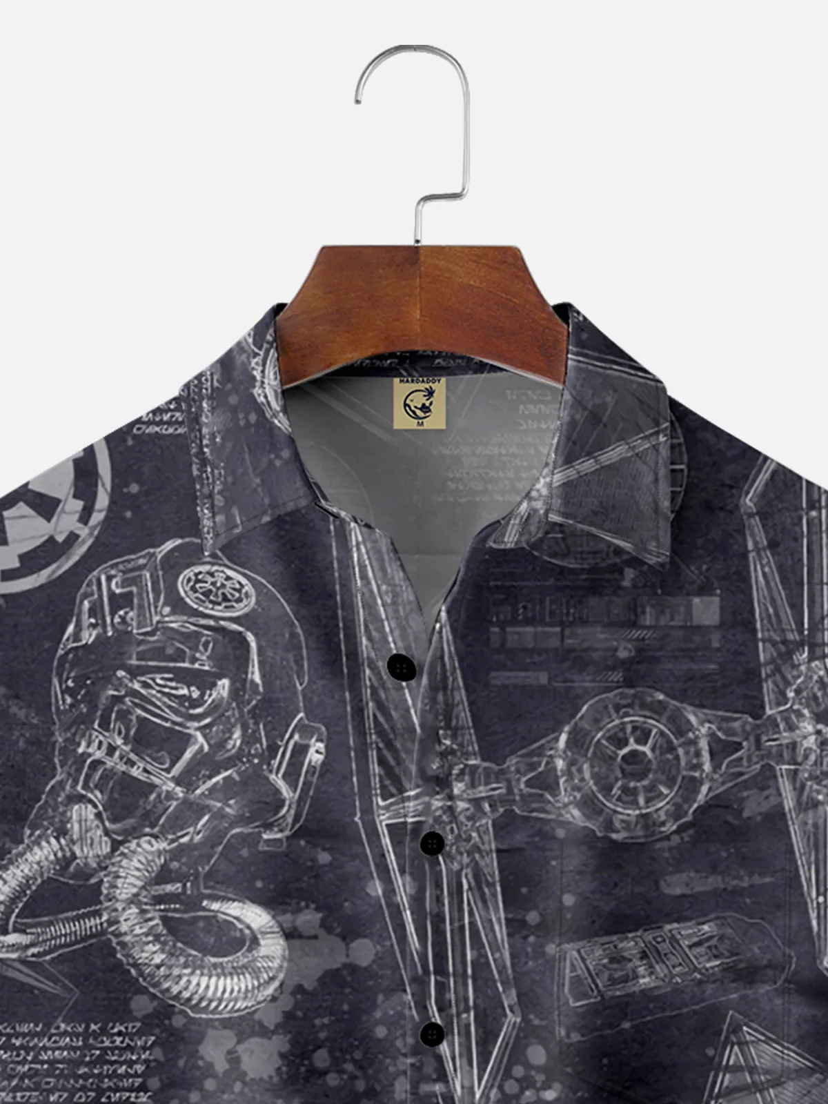 Moisture-wicking Spaceship Design Illustration Chest Pocket Hawaiian Shirt