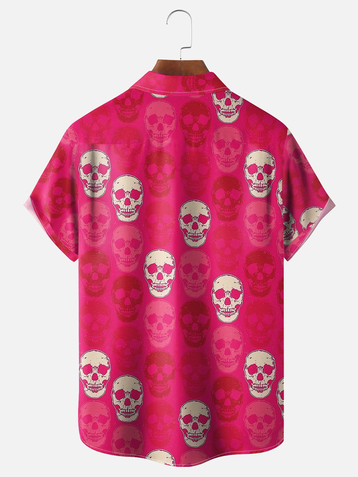 Moisture-wicking Skull Art Print Chest Pocket Hawaiian Shirt