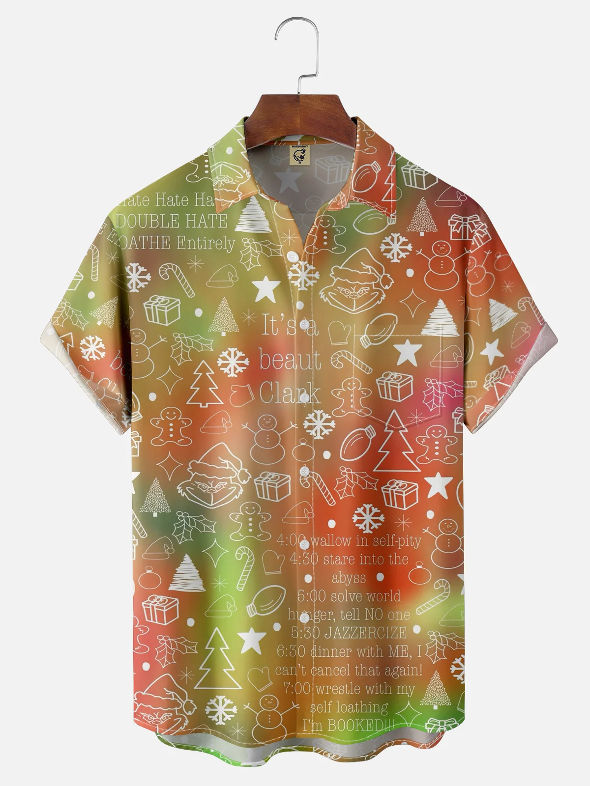 Moisture Wicking Christmas Chest Pocket Hawaiian Shirt