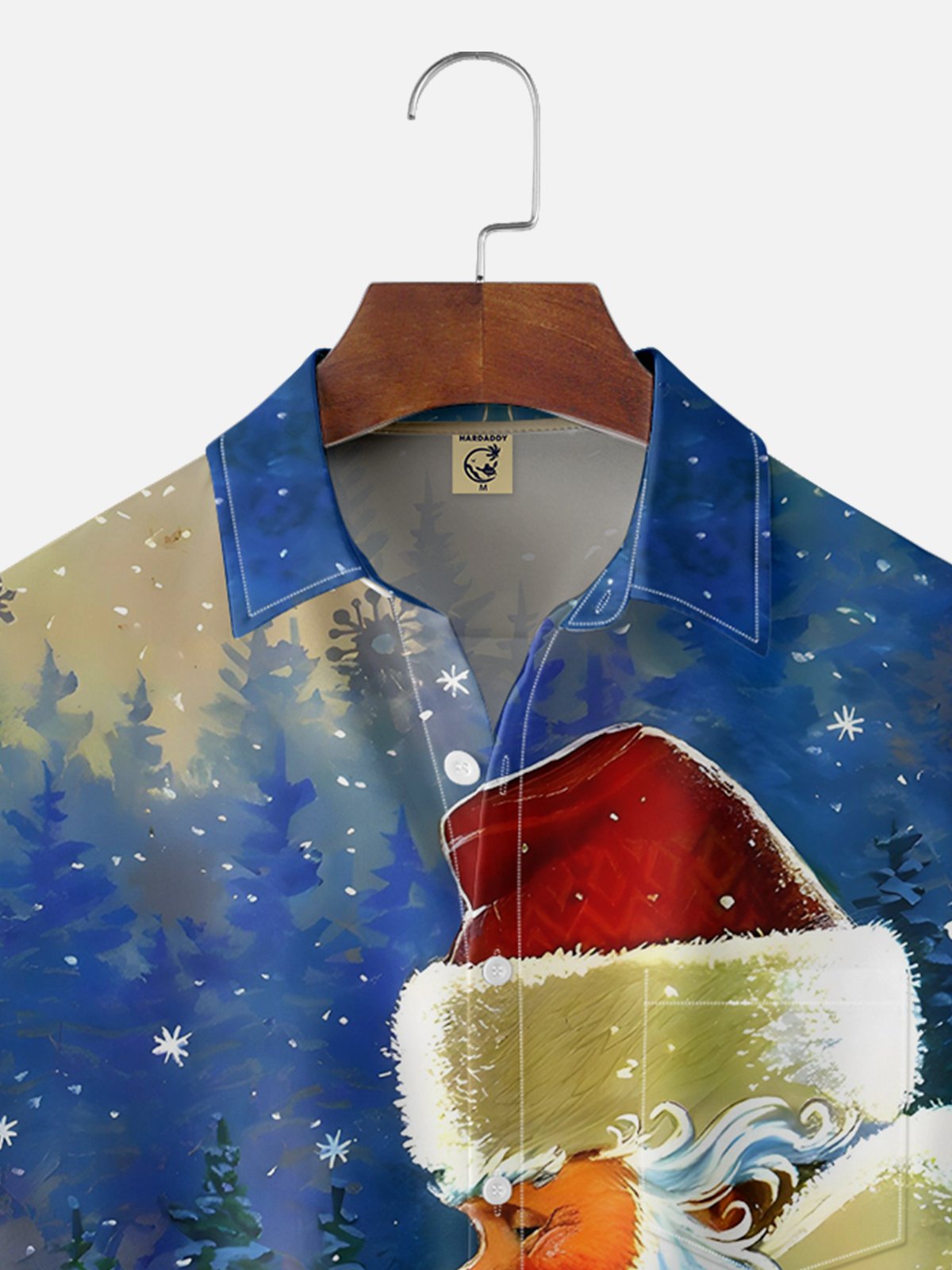 Moisture-wicking Santa Claus Bird Chest Pocket Casual Shirt