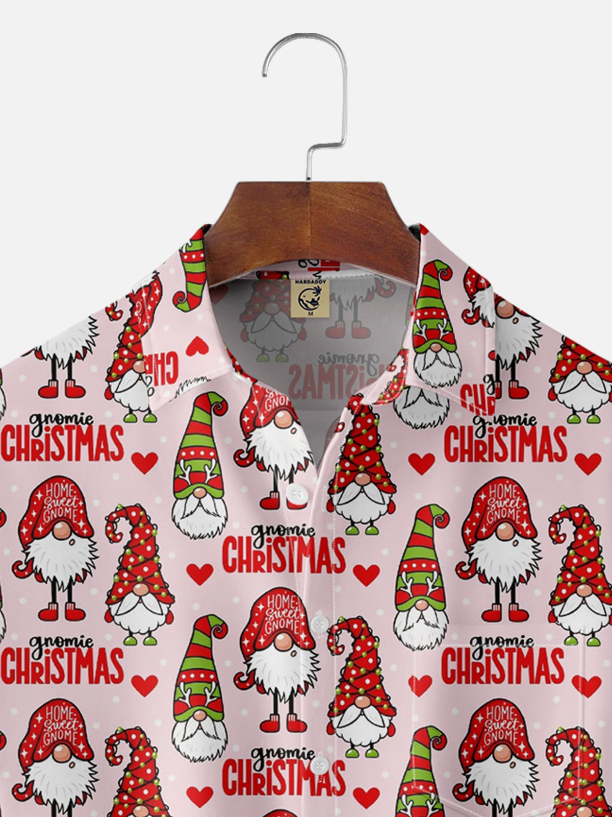 Moisture Wicking Christmas Gnome Chest Pocket Hawaiian Shirt