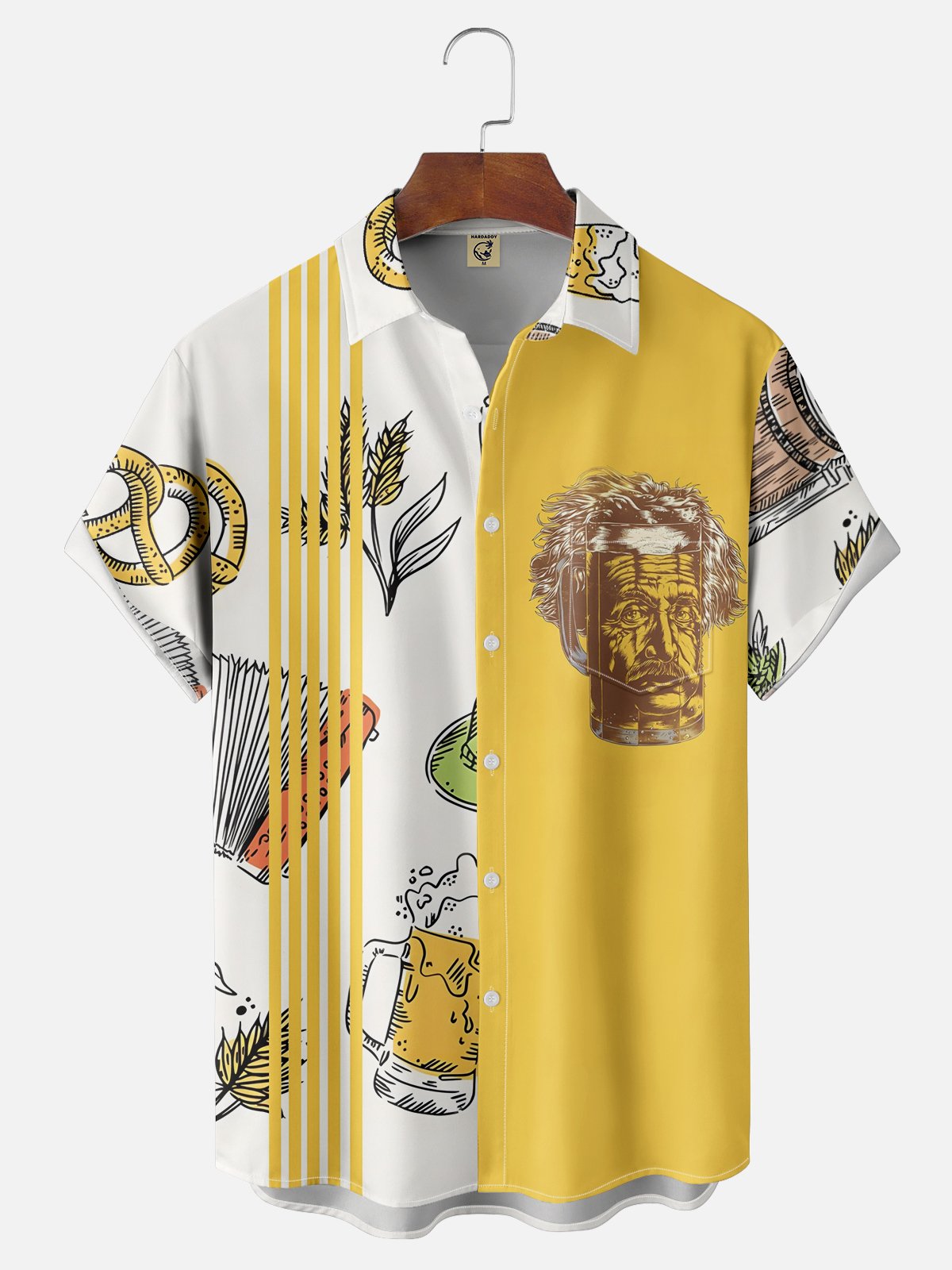 Moisture-wicking Oktoberfest Einstein's Beer Chest Pocket Bowling Shirt