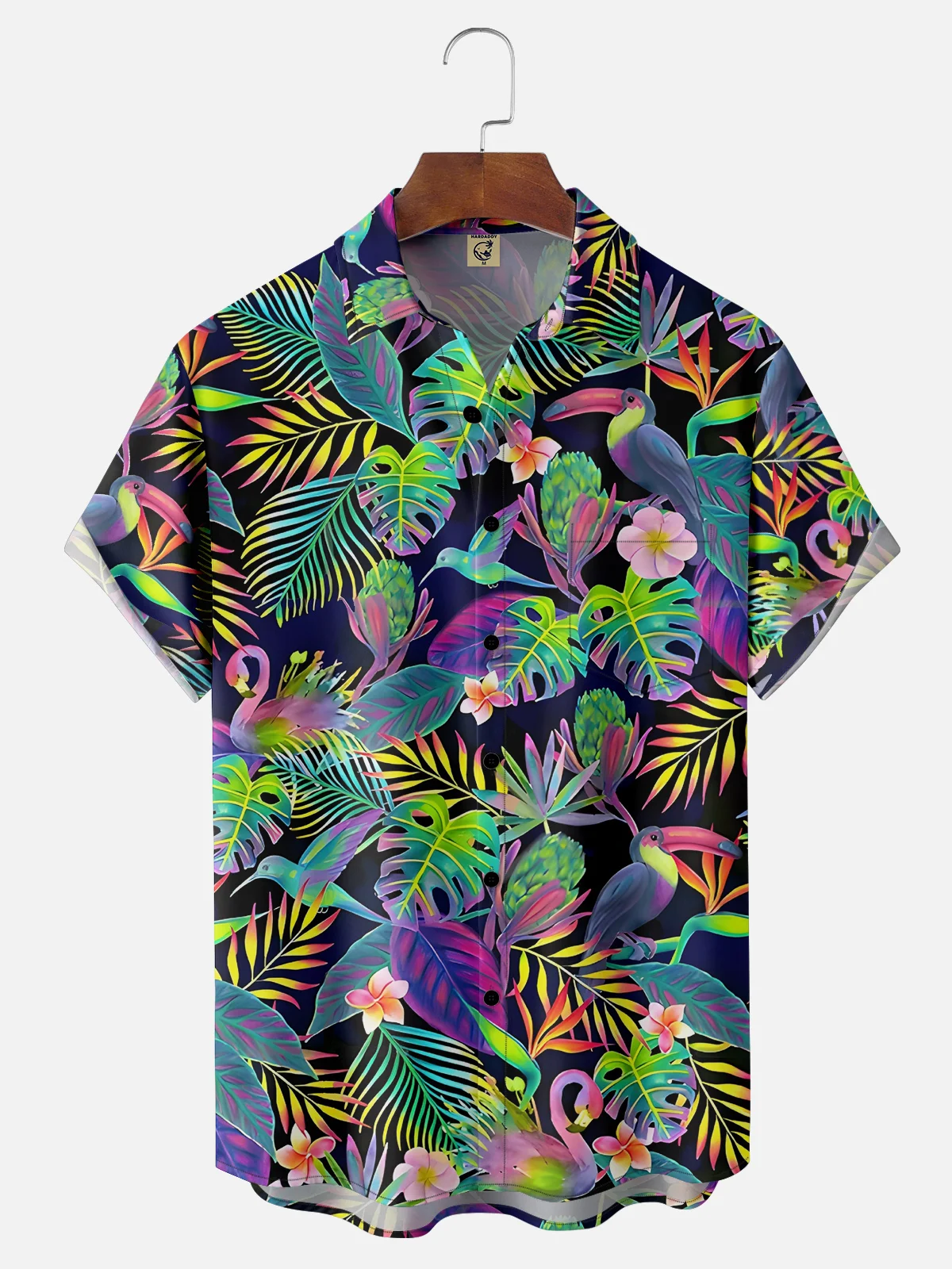 Moisture-wicking Flamingo Chest Pocket Hawaiian Shirt