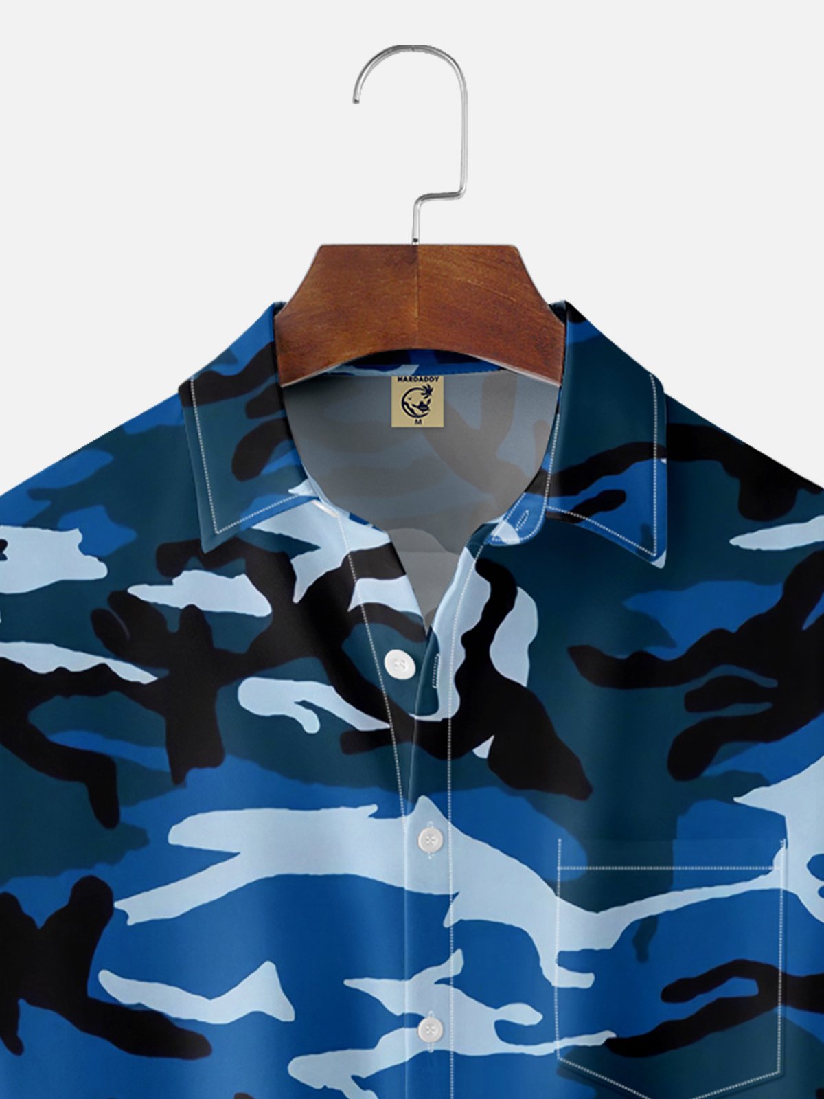 Moisture-wicking Veterans Day Navy Camouflage Chest Pocket Casual Shirt