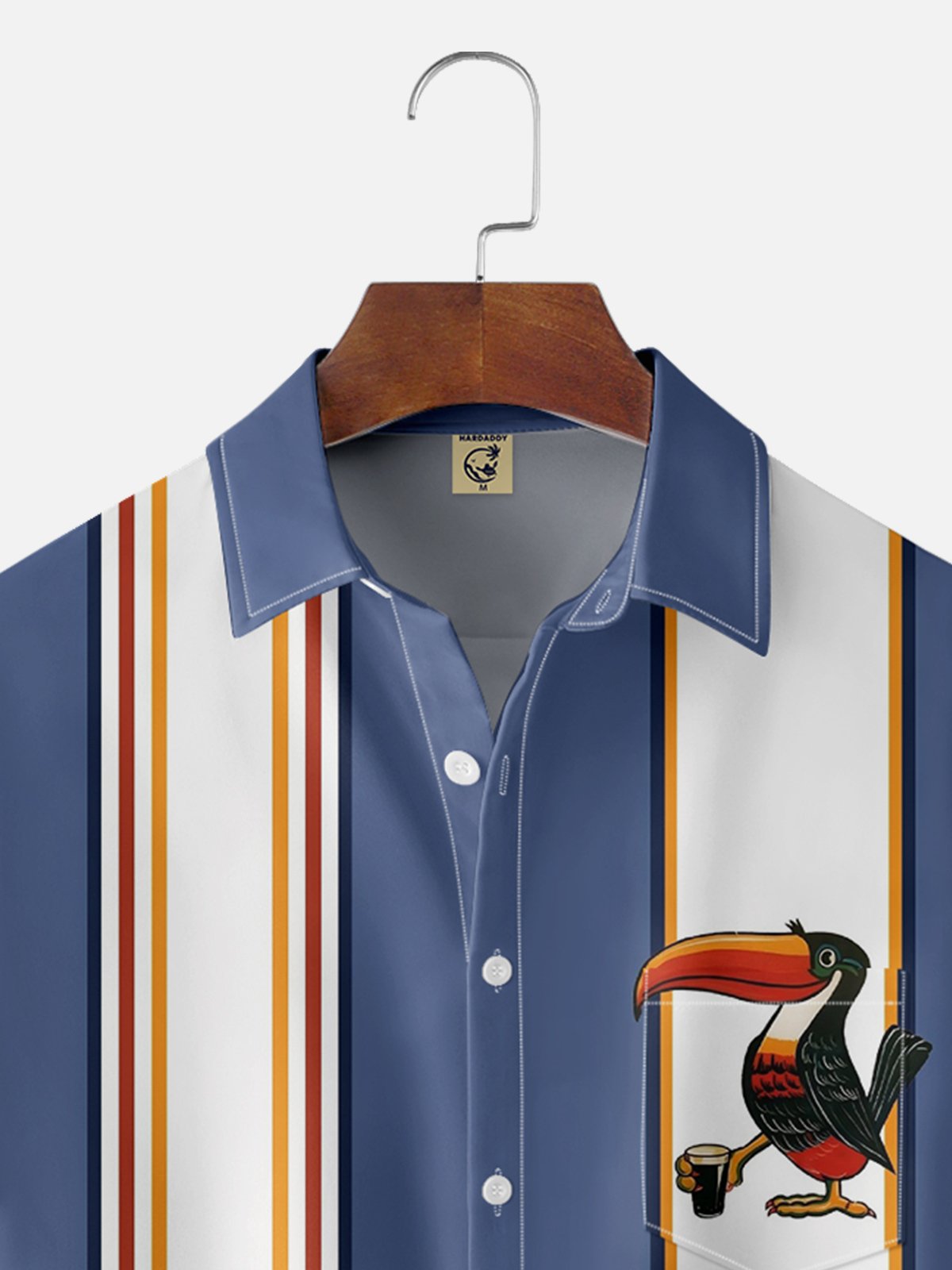 Moisture-wicking Toucan Drinking Beer Chest Pocket Bowling Shirt