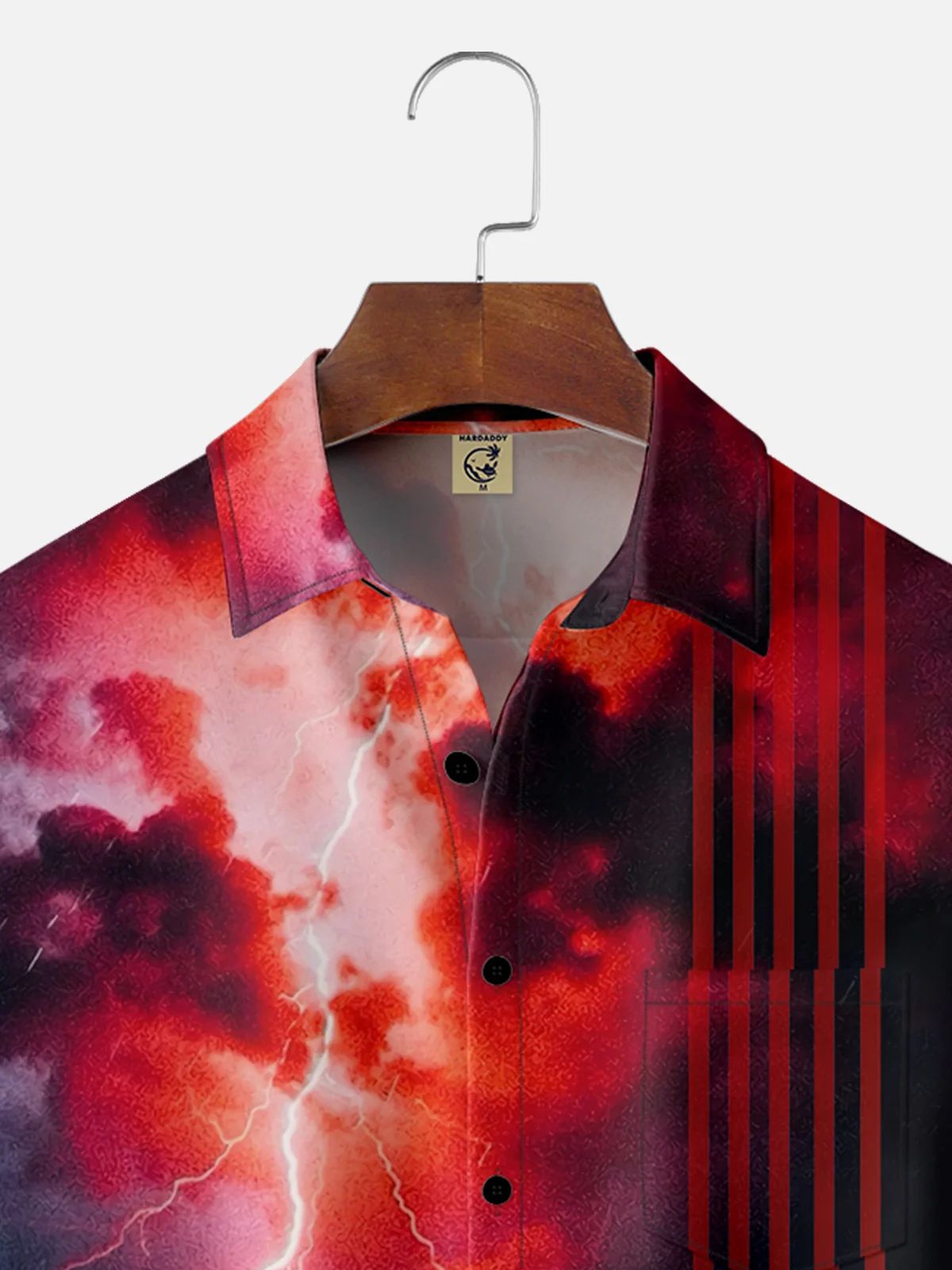 Moisture-wicking Dreamy Abstract Lightning Chest Pocket Bowling Shirt