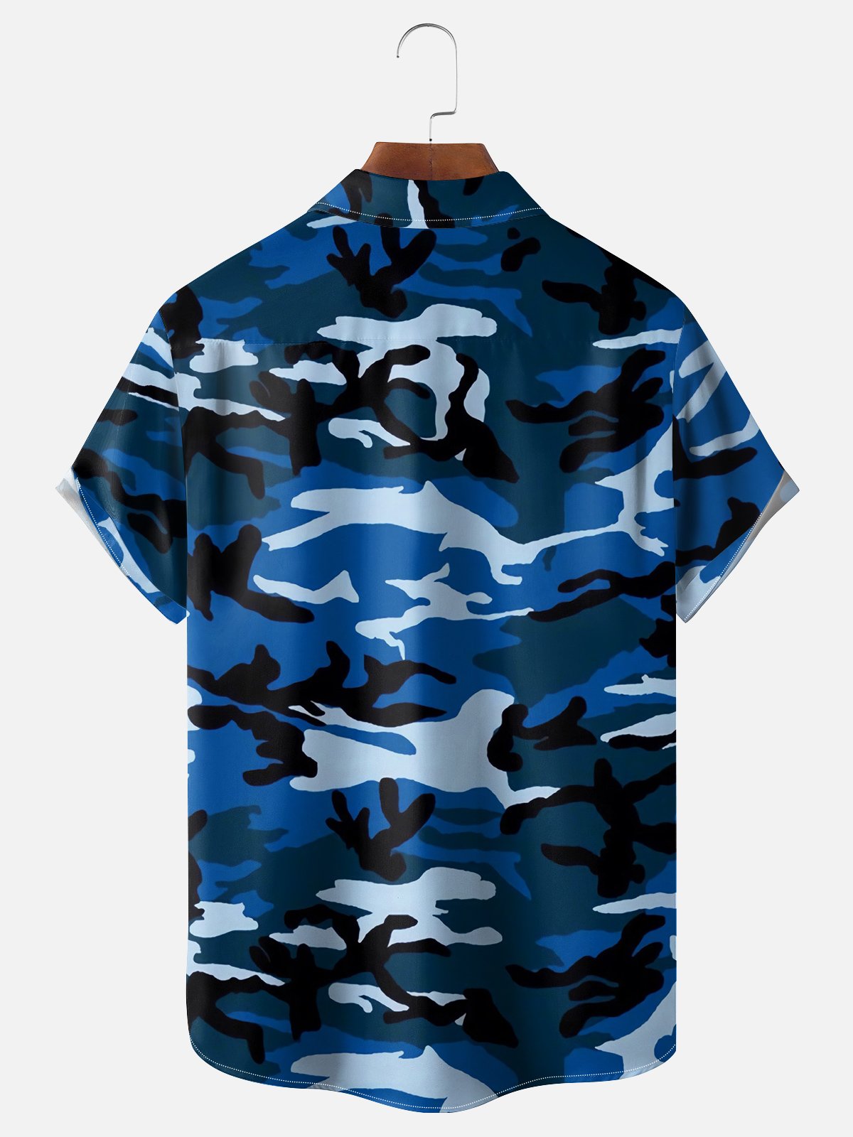 Moisture-wicking Veterans Day Navy Camouflage Chest Pocket Casual Shirt