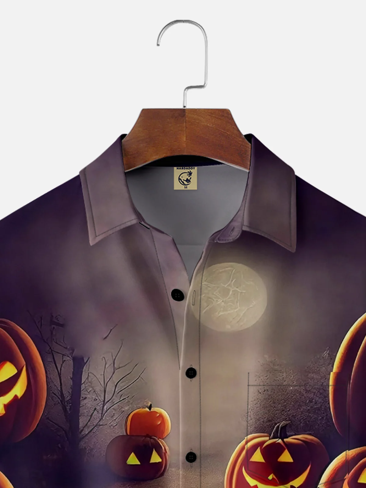 Moisture Wicking Halloween Pumpkin Chest Pocket Hawaiian Shirt