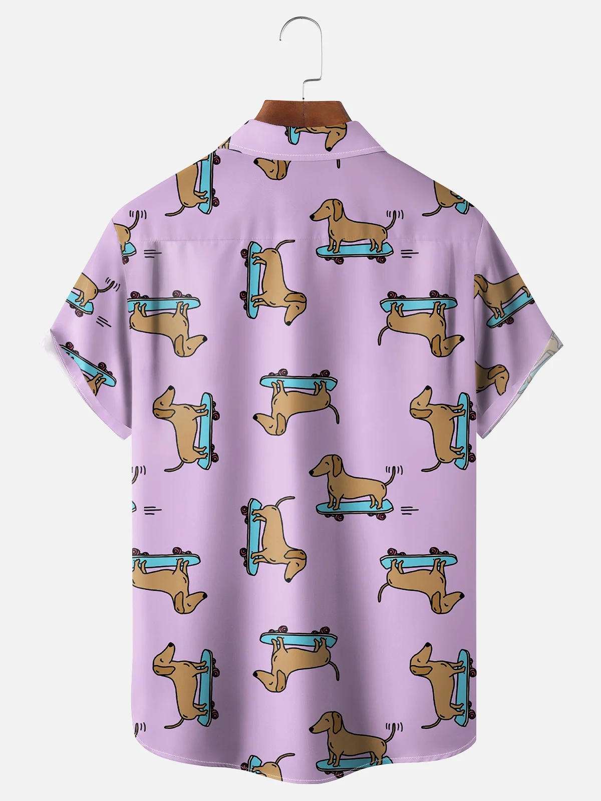 Moisture Wicking Funny Dachshund Chest Pocket Hawaiian Shirt