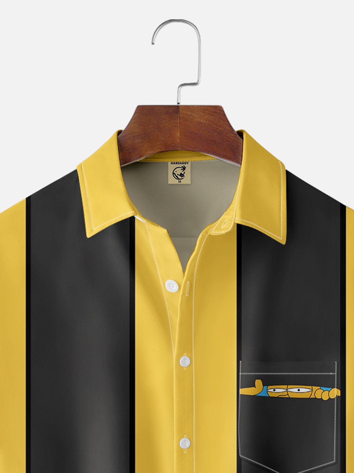 Moisture-wicking WooHoo! Peek at Homer Chest Pocket Bowling Shirt