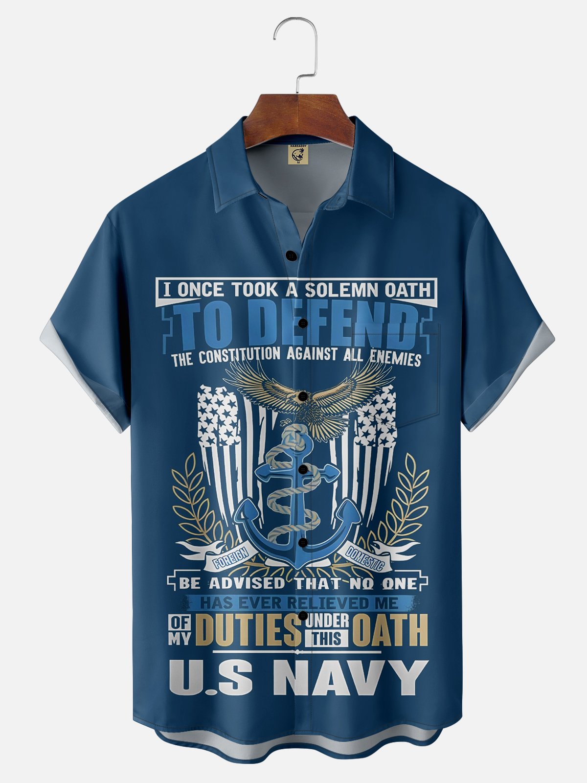 Moisture-wicking Veterans Day US Navy Chest Pocket Casual Shirt