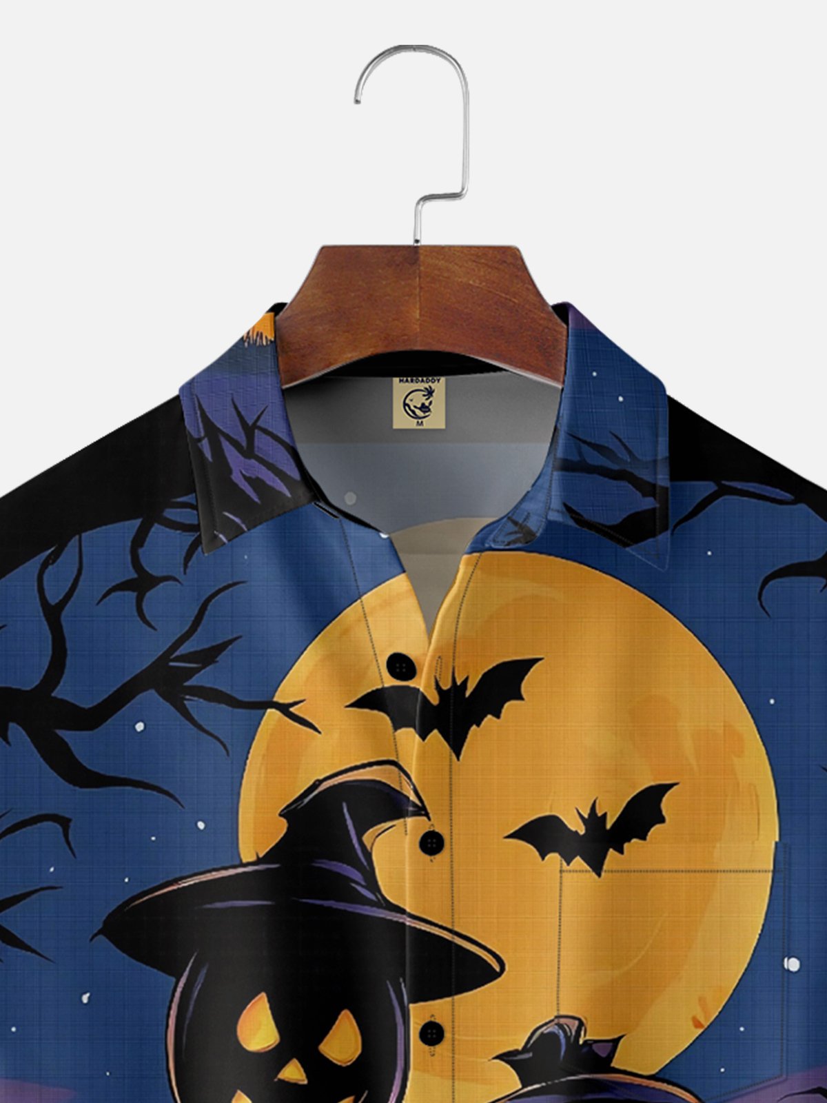 Moisture Wicking Halloween Pumpkin Scarecrow Chest Pocket Hawaiian Shirt