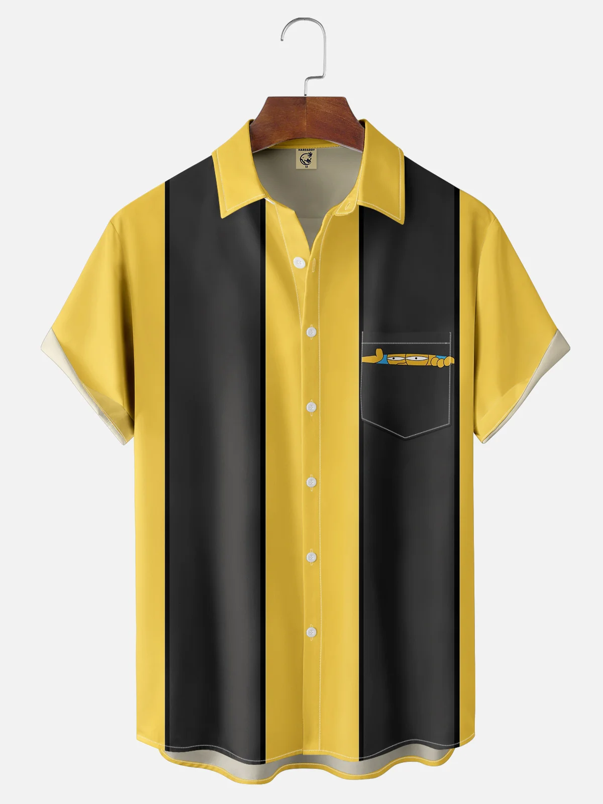 Moisture-wicking WooHoo! Peek at Homer Chest Pocket Bowling Shirt