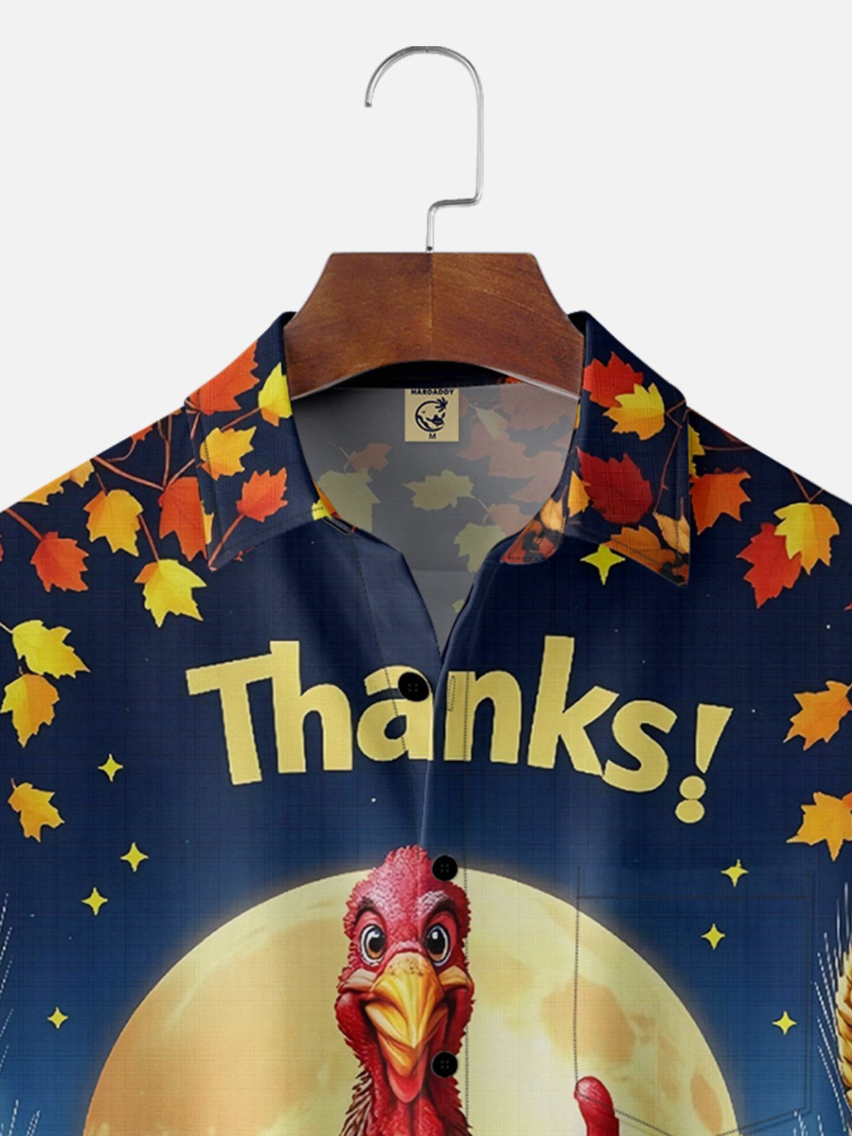 Moisture Wicking Thanksgiving Turkey Chest Pocket Hawaiian Shirt