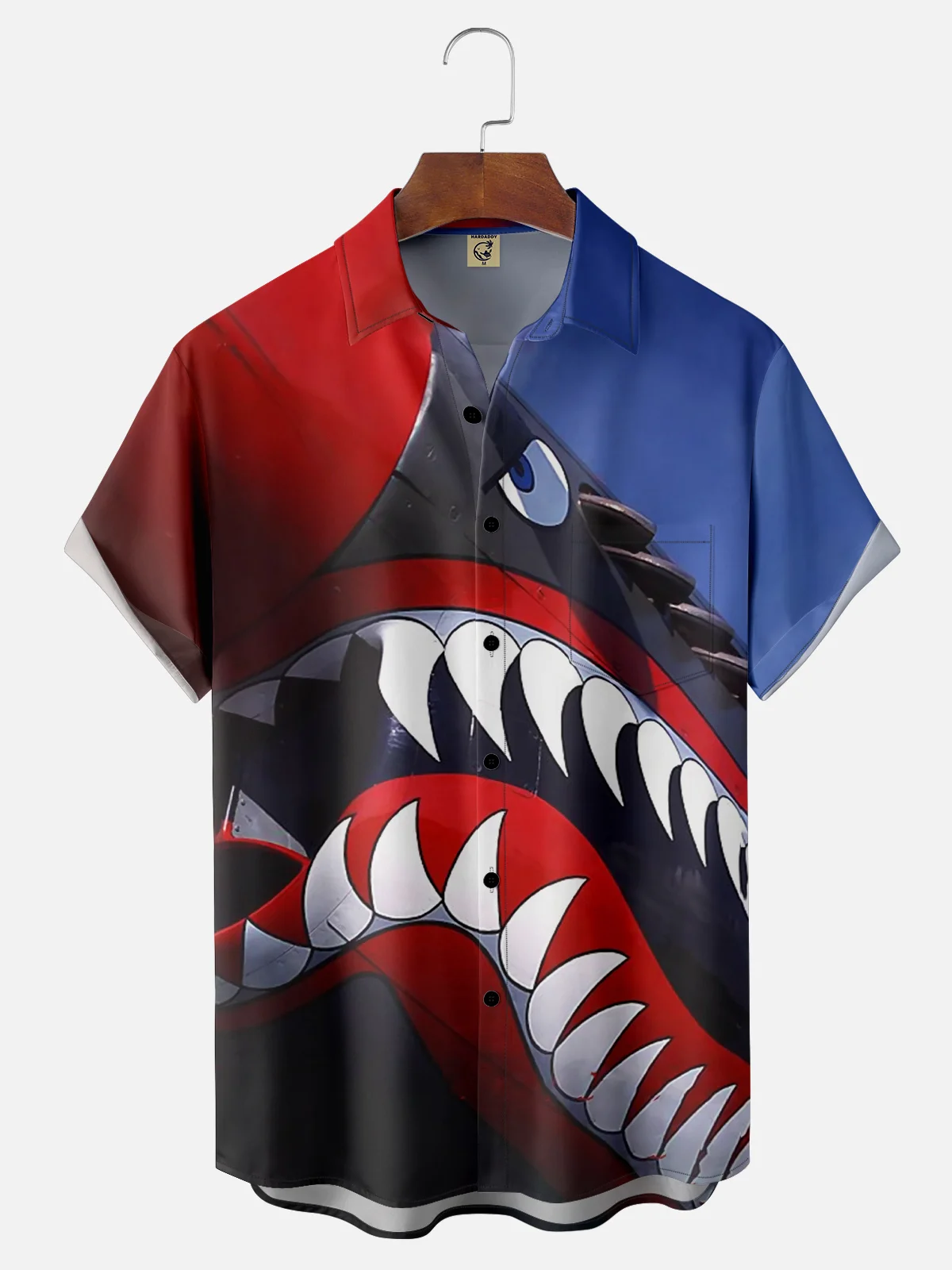 Moisture-wicking P-40 Art Painting Chest Pocket Hawaiian Shirt