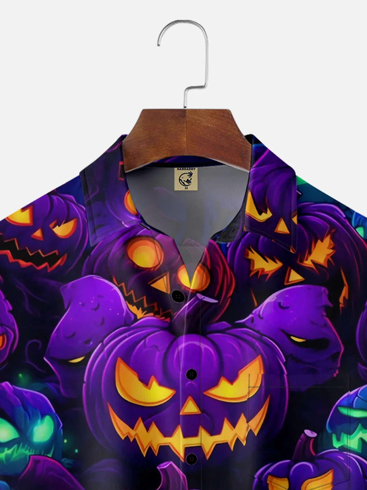 Moisture-wicking Halloween Pumpkin Ghost Chest Pocket Casual Shirt