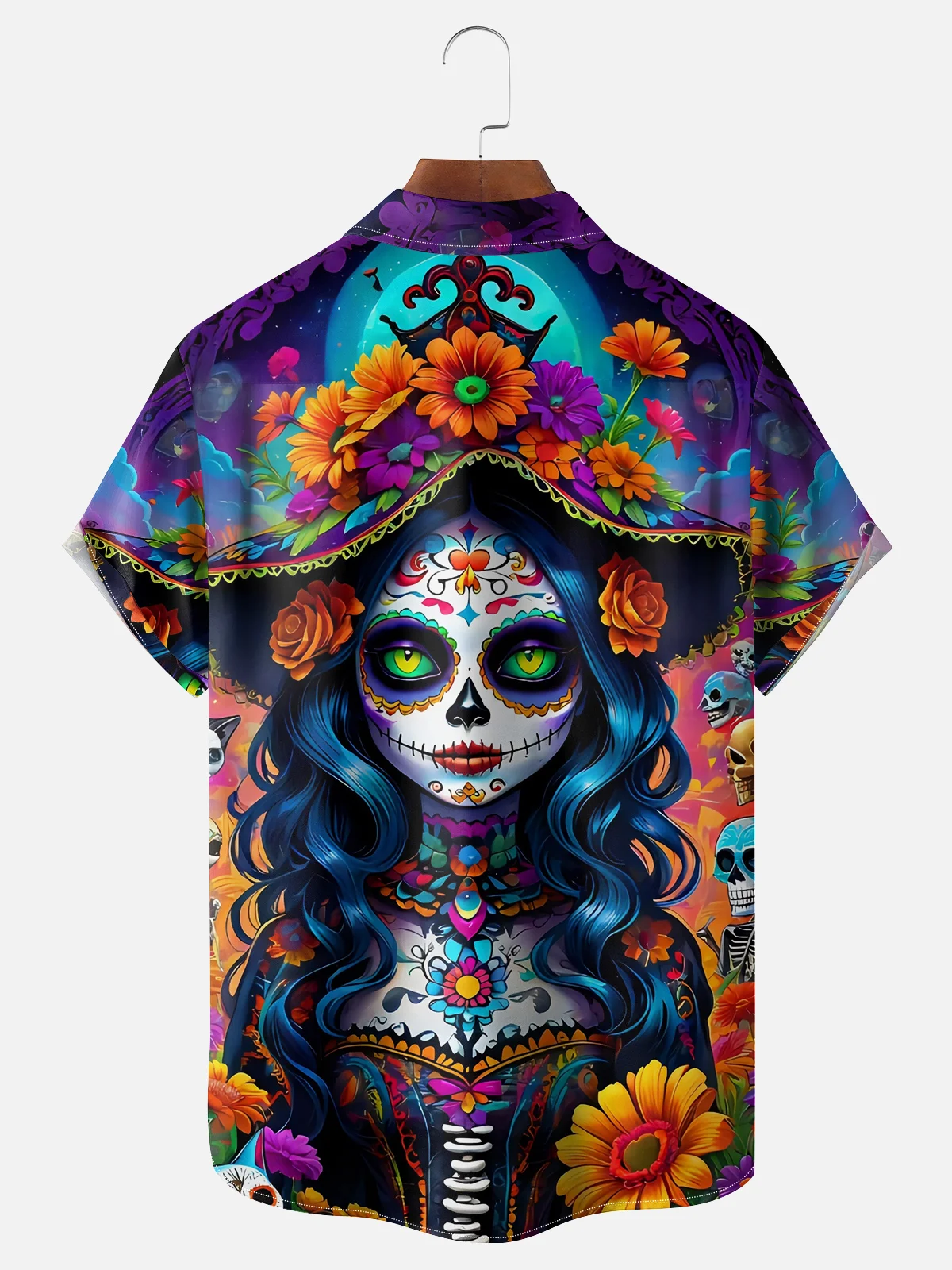 Moisture-wicking Day of the Dead Chest Pocket Casual Shirt