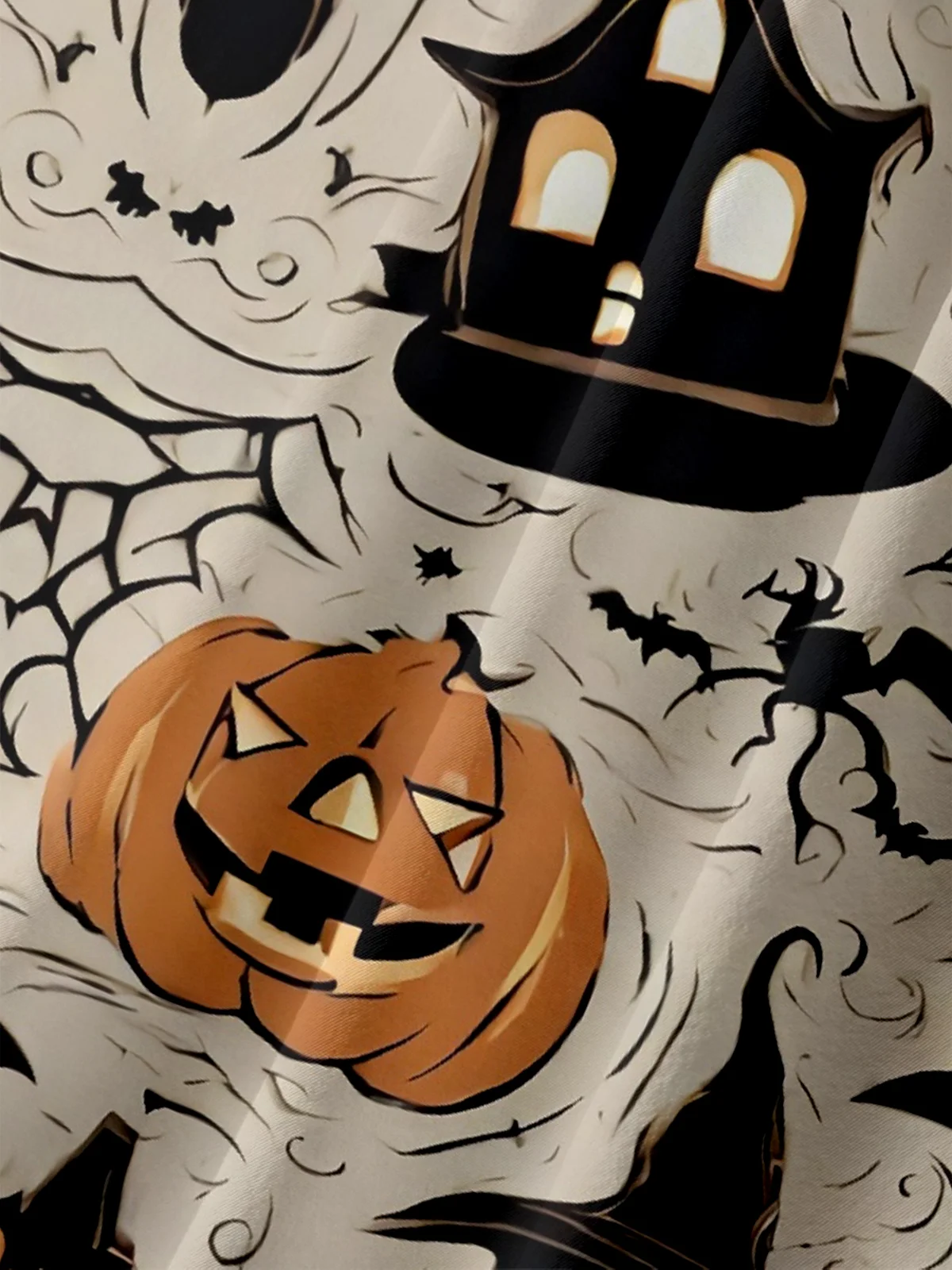 Moisture-wicking Halloween Pumpkin Ghost Chest Pocket Casual Shirt