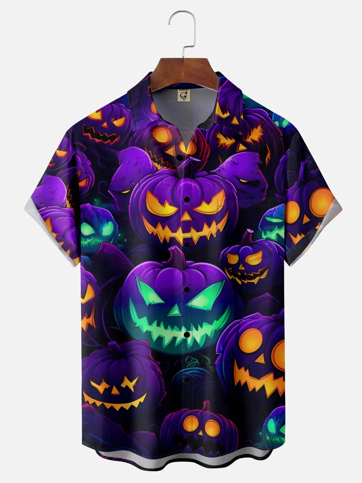 Moisture-wicking Halloween Pumpkin Ghost Chest Pocket Casual Shirt