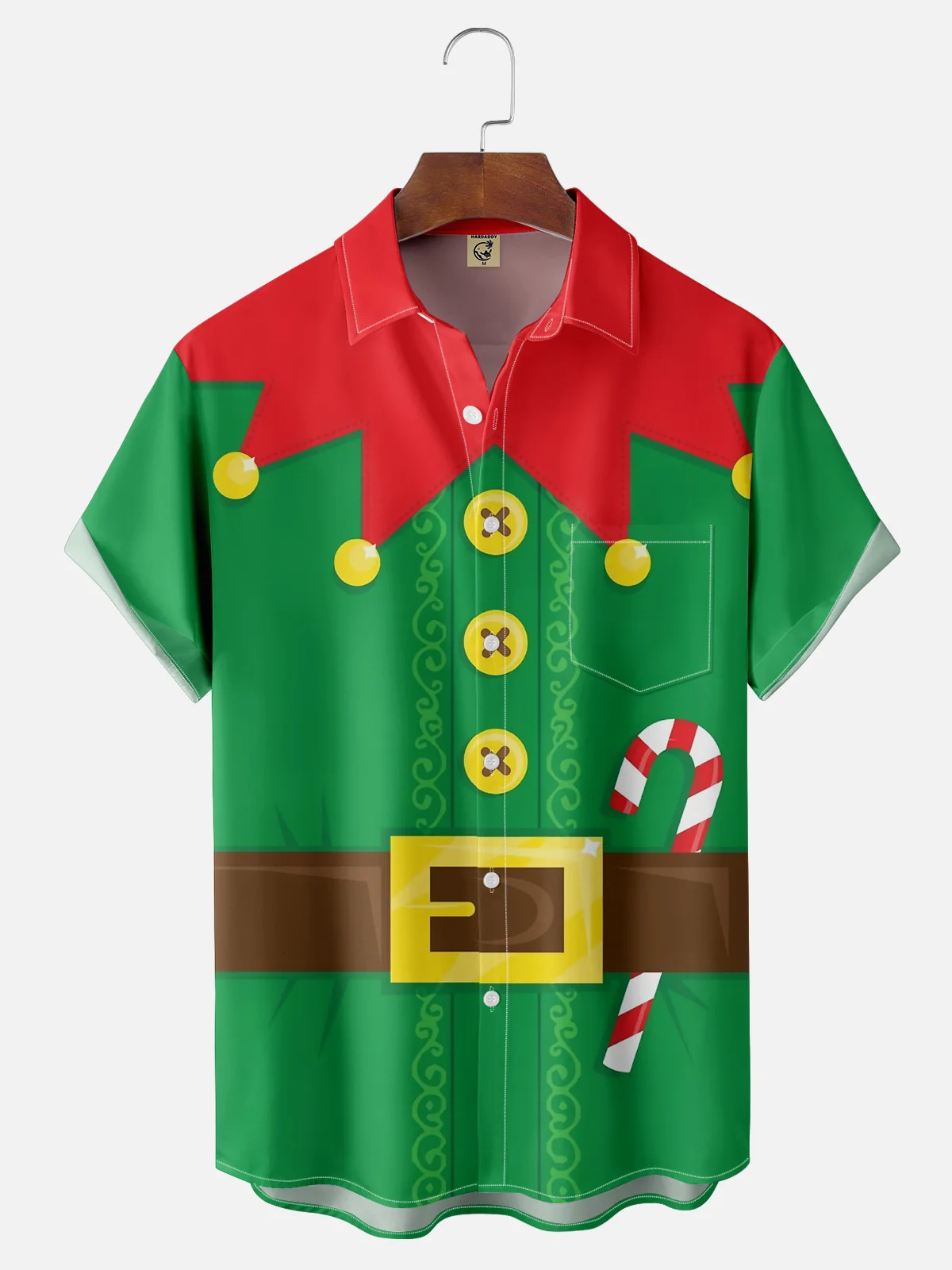 Christmas Elf Chest Pocket Short Sleeve Shirt