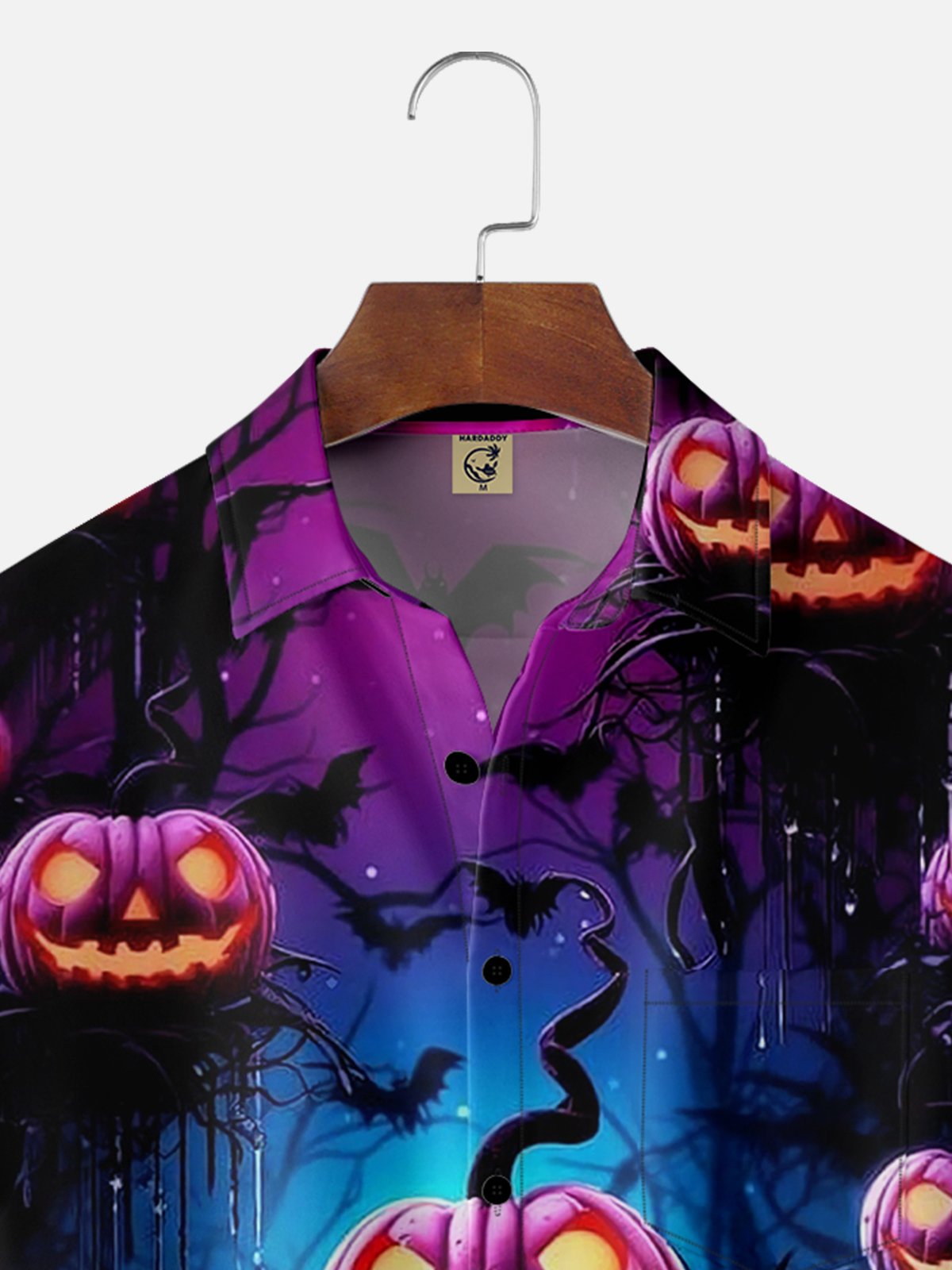 Moisture-wicking Halloween Evil Pumpkin Chest Pocket Hawaiian Shirt