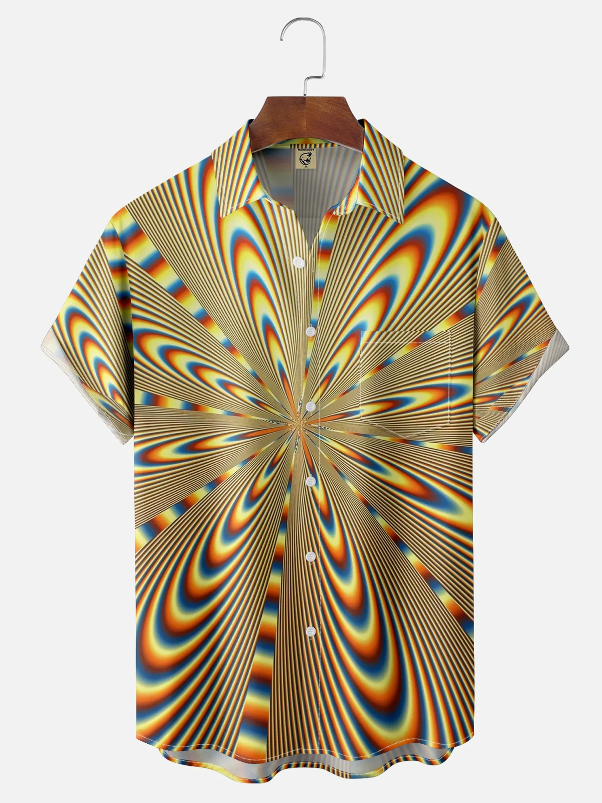 Moisture Wicking Abstract 3D Gradient Chest Pocket Hawaiian Shirt