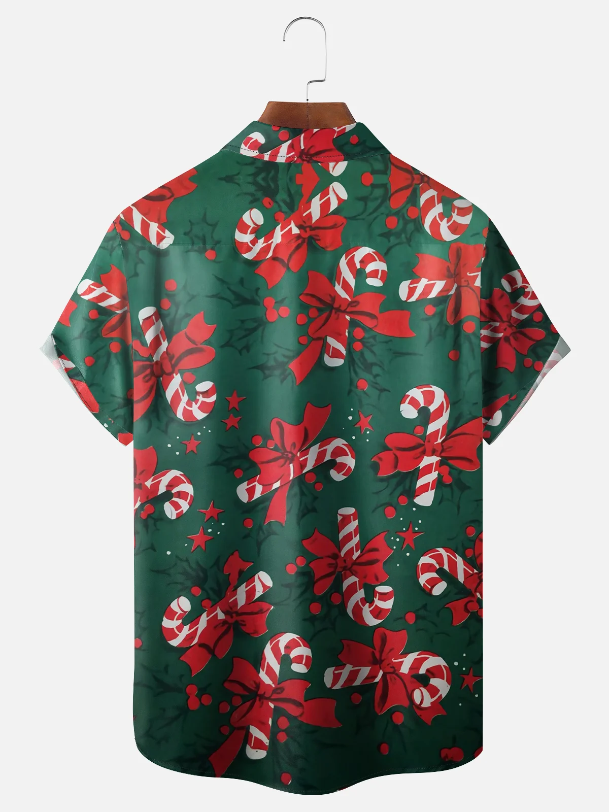 Moisture-wicking Christmas Candy Cane Pocket Casual Shirt