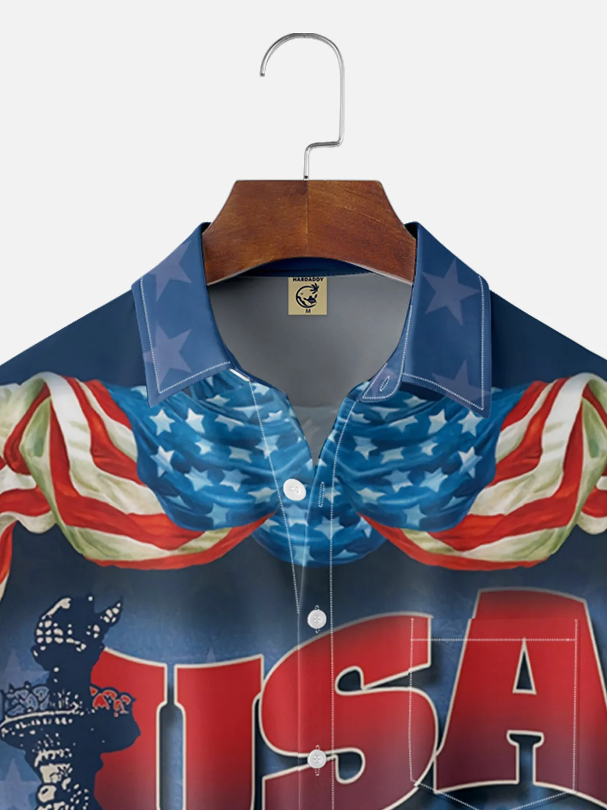 Moisture Wicking American Flag Statue of Liberty Chest Pocket Patriotic Shirt