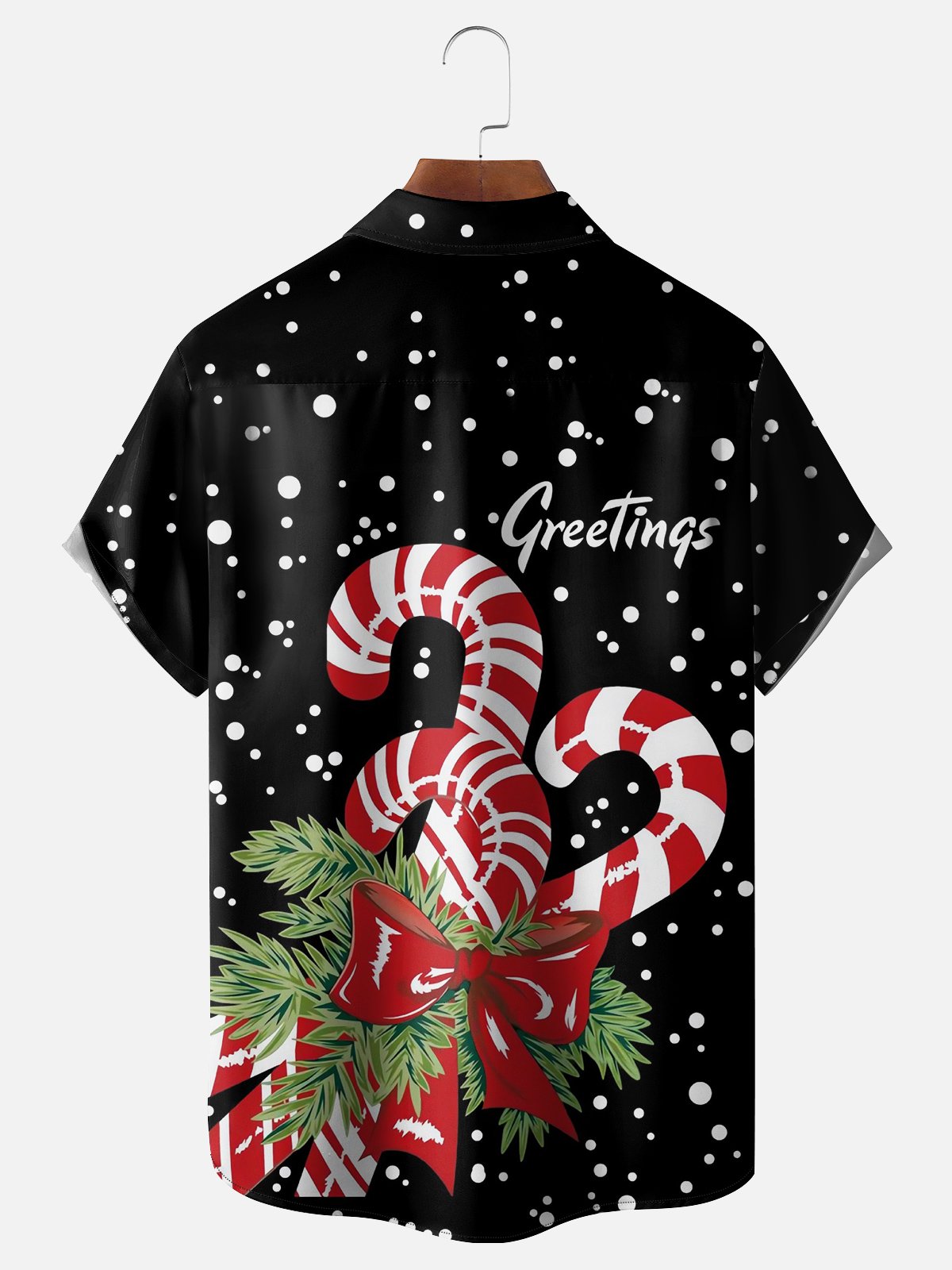 Moisture-wicking Christmas Candy Cane Chest Pocket Casual Shirt