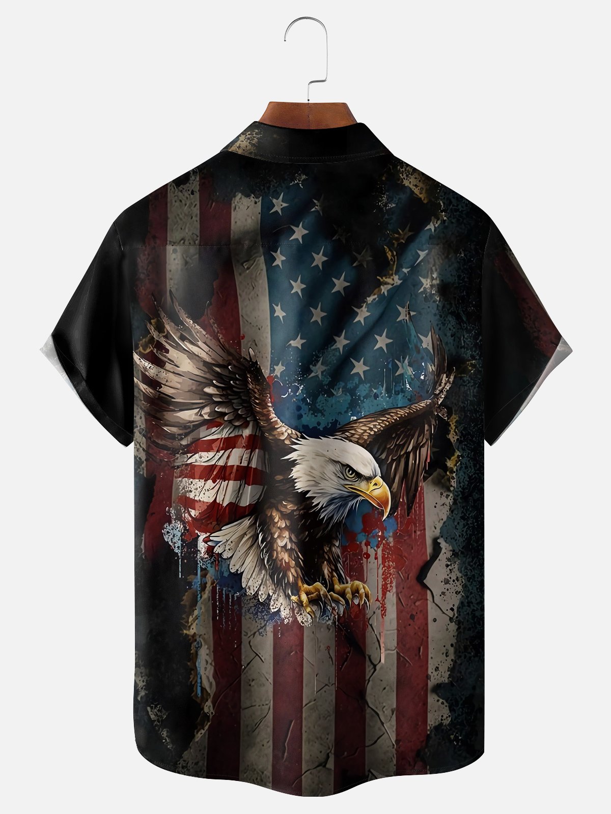 Moisture-wicking National American Eagle Veterans Day Chest Pocket Casual Patriotic Shirt