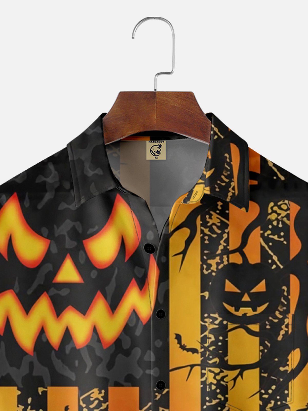 Moisture Wicking Halloween Pumpkin Horror Nights Chest Pocket Hawaiian Shirt