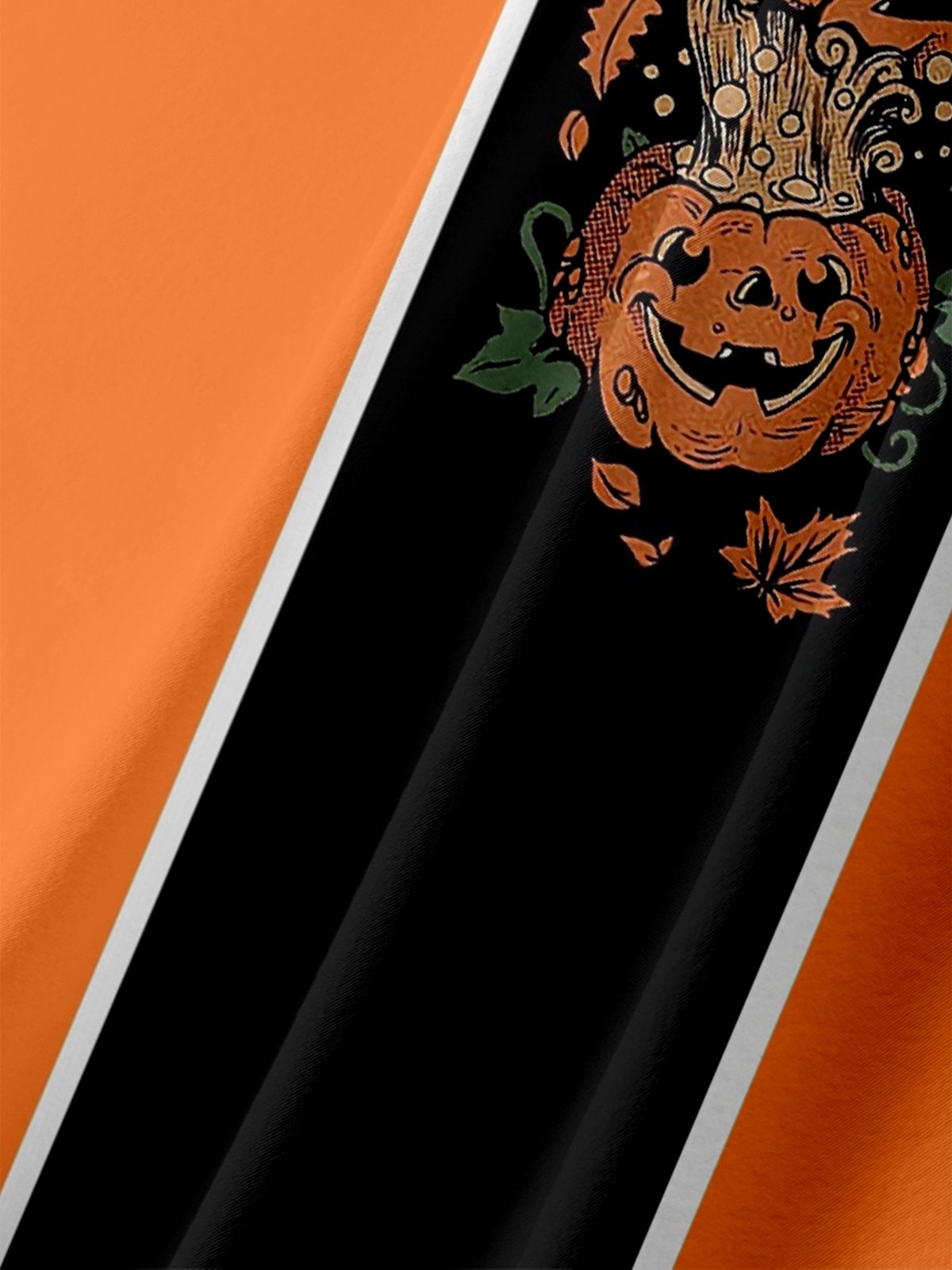 Moisture-wicking Halloween Pumpkin Chest Pocket Bowling Shirt