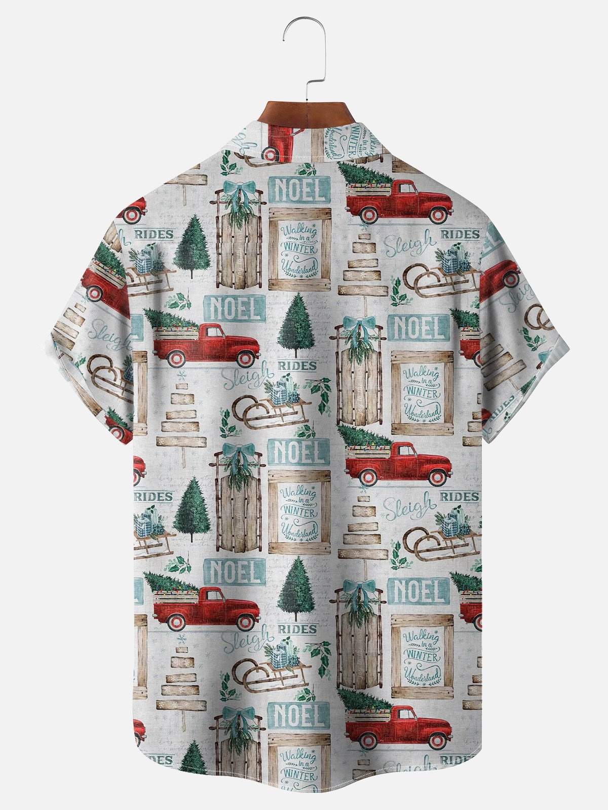 Moisture Wicking Christmas Chest Pocket Hawaiian Shirt