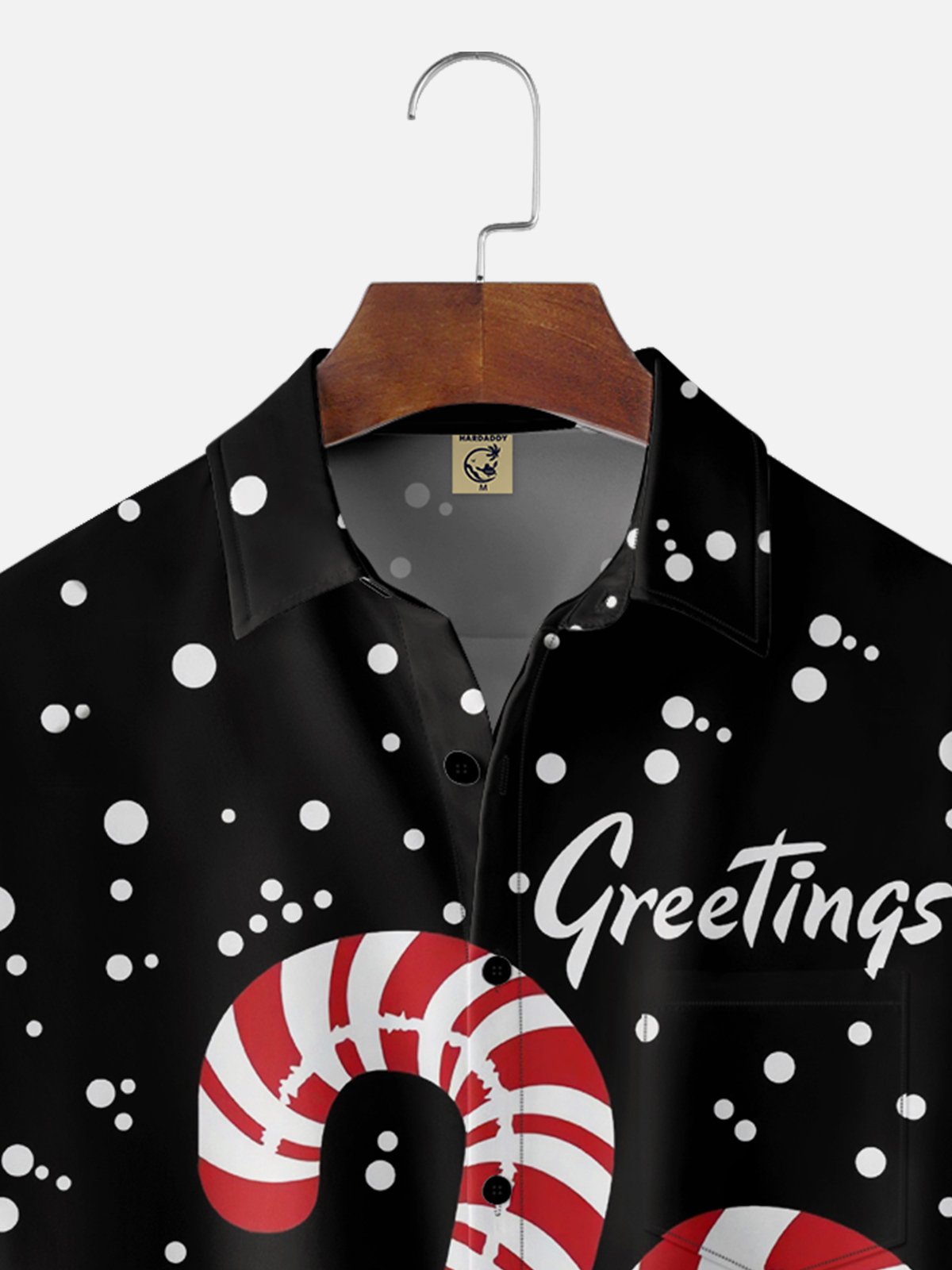 Moisture-wicking Christmas Candy Cane Chest Pocket Casual Shirt