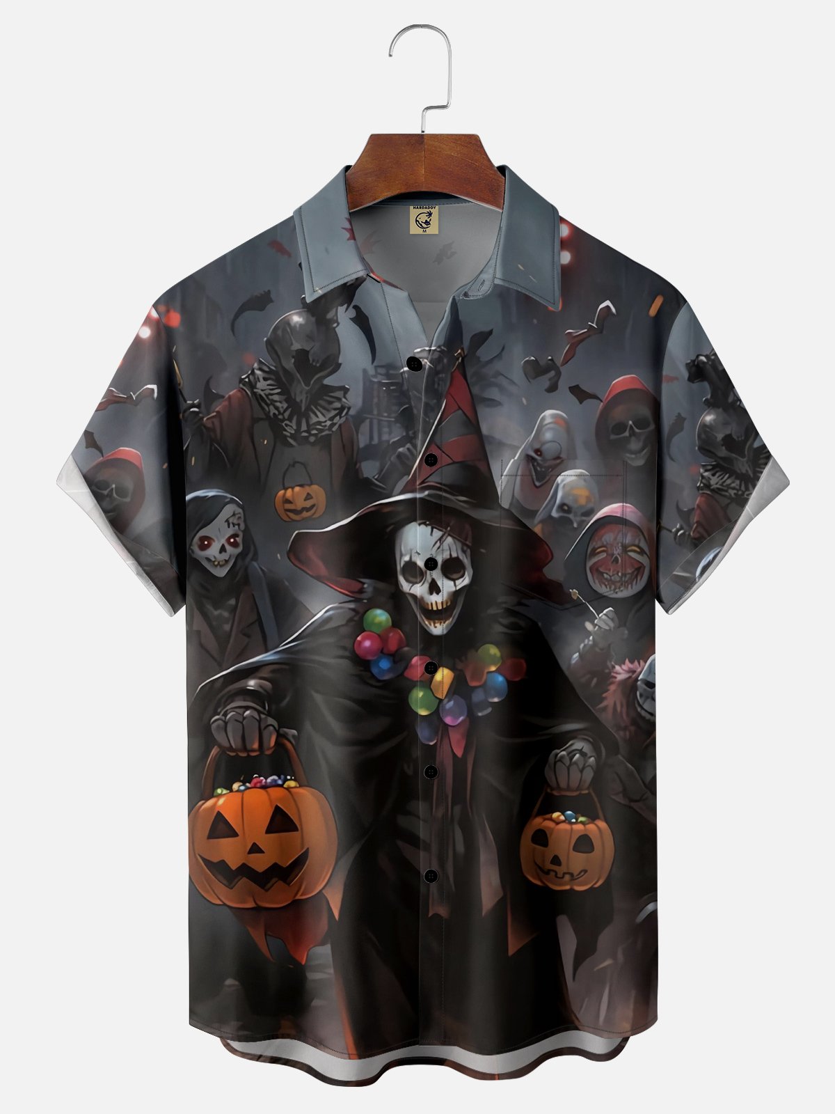 Moisture Wicking Halloween Pumpkin Horror Nights Chest Pocket Hawaiian Shirt