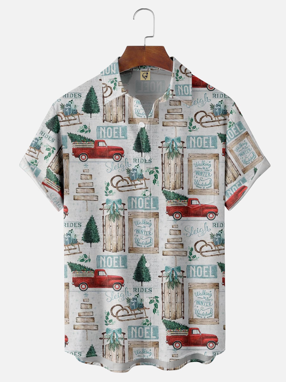 Moisture Wicking Christmas Chest Pocket Hawaiian Shirt