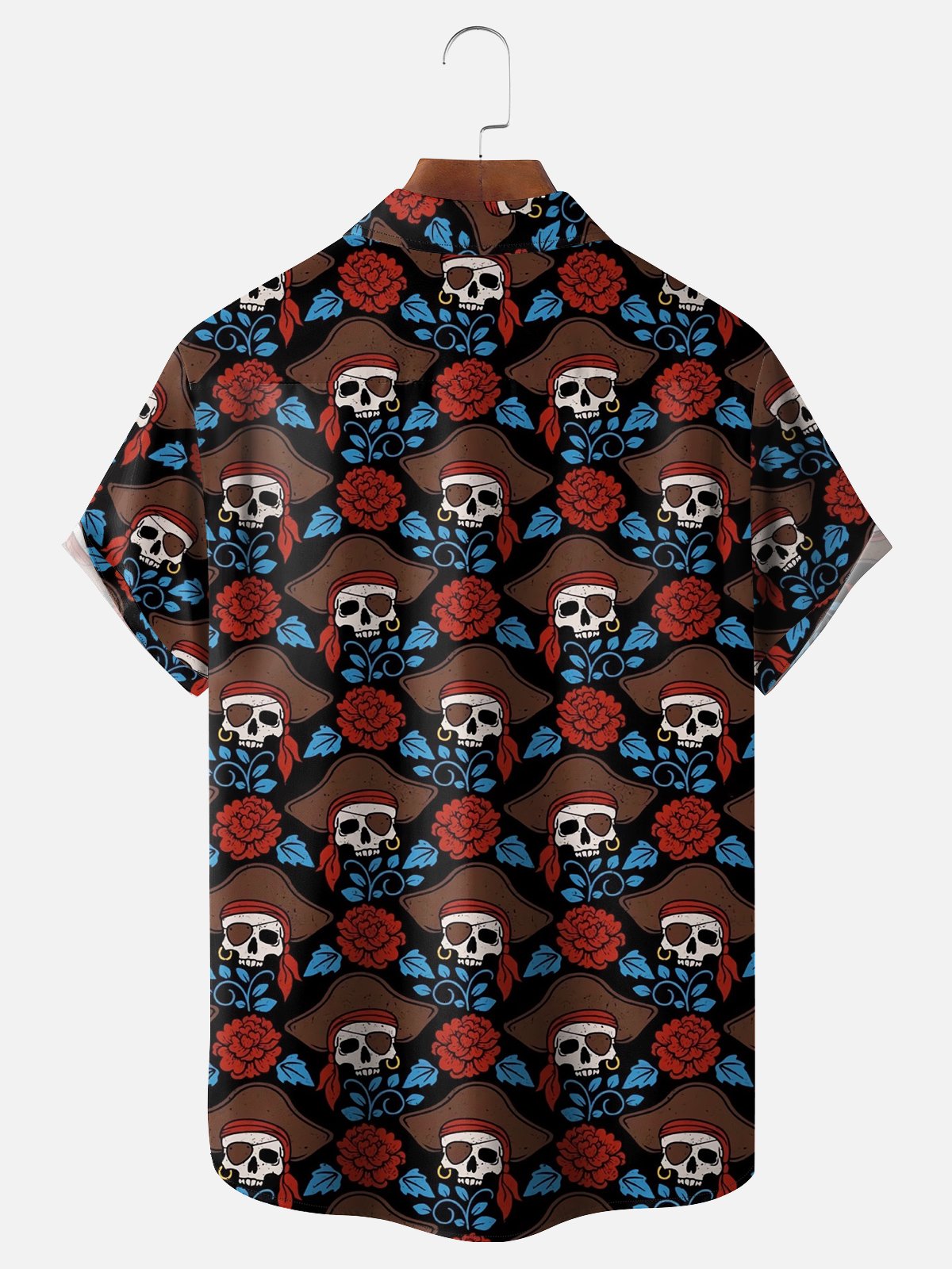 Moisture-wicking Halloween Classic Retro Illustration Chest Pocket Bowling Shirt