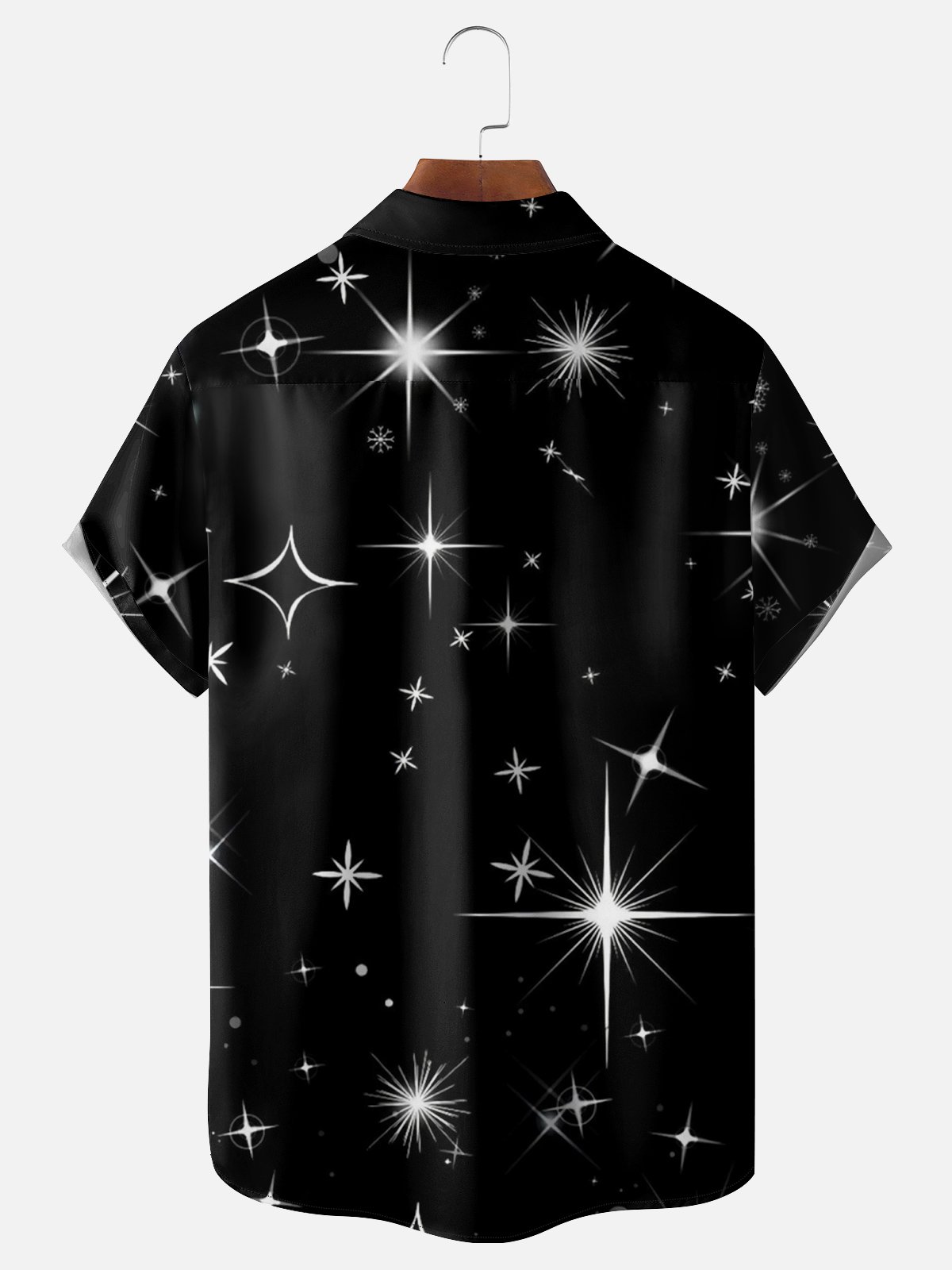 Moisture Wicking Geometric Stars Chest Pocket Hawaiian Shirt