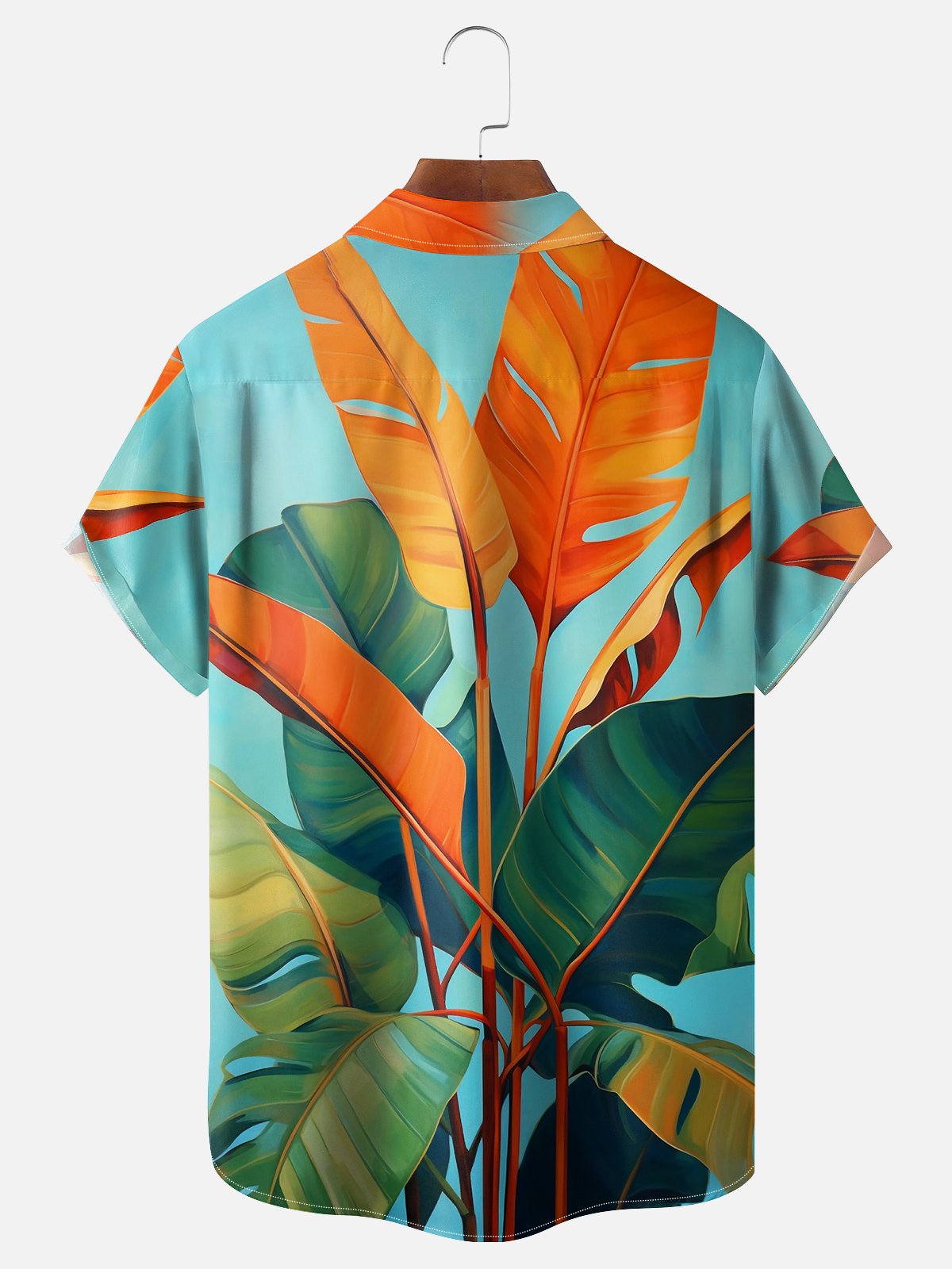 Moisture-wicking Tropical Leaf Chest Pocket Casual Shirt