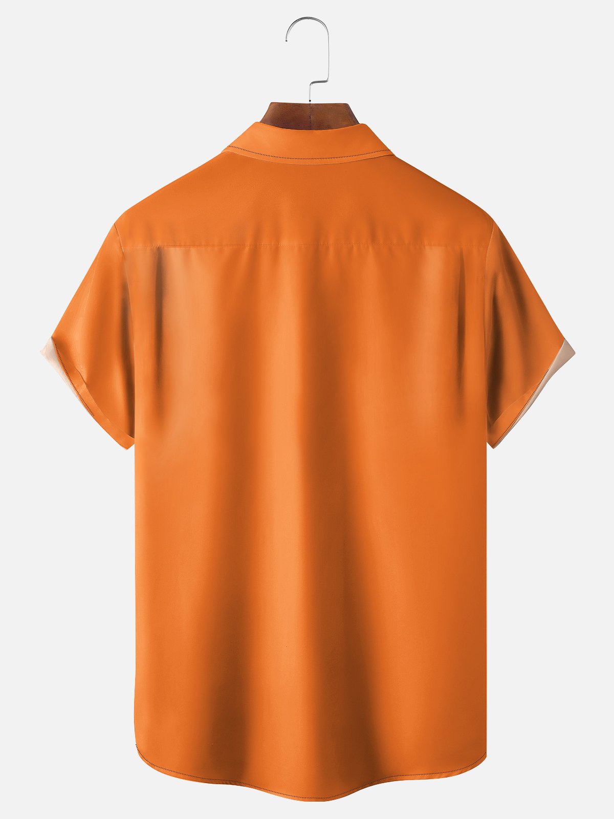 Moisture-wicking Halloween Pumpkin Chest Pocket Bowling Shirt