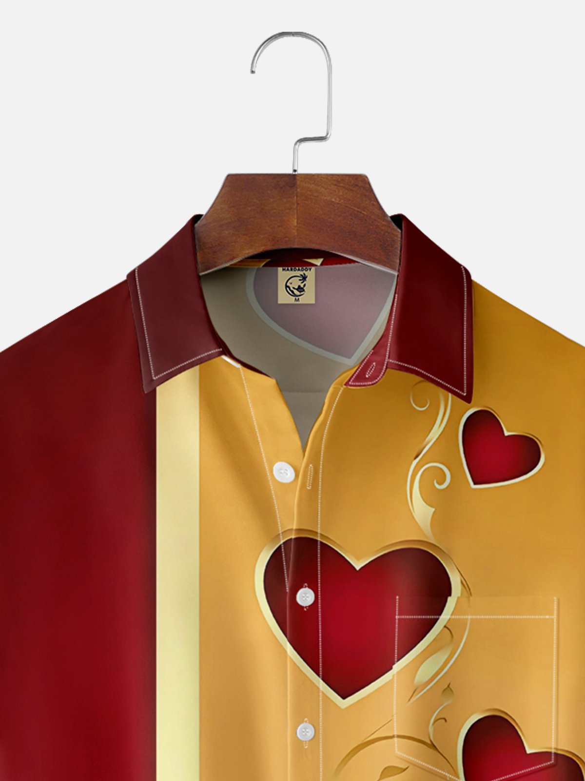 Moisture-wicking Christmas Valentine Heart Chest Pocket Casual Shirt