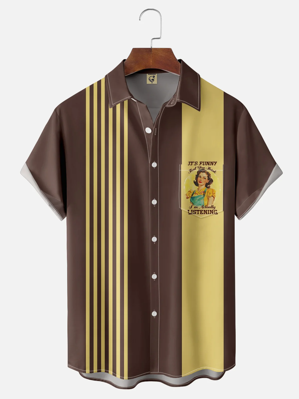 Moisture-wicking Vintage Lady Chest Pocket Bowling Shirt