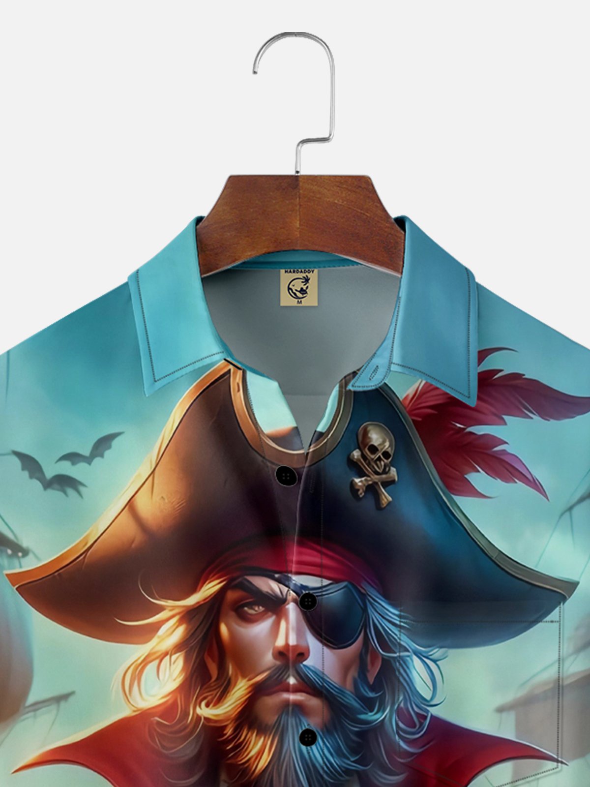 Moisture Wicking Corsair Pirate Chest Pocket Hawaiian Shirt