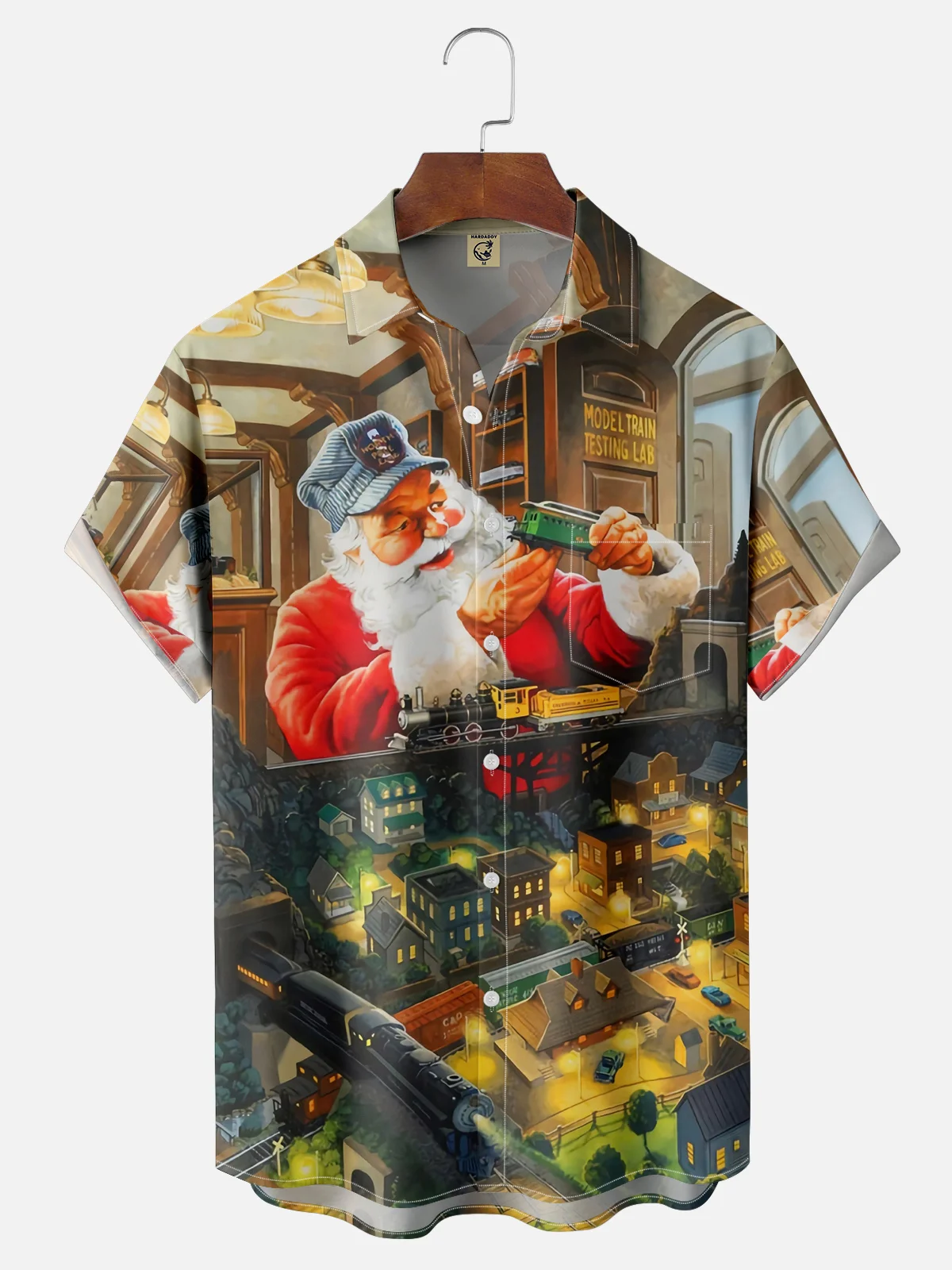 Moisture-wicking Christmas Santa Claus Chest Pocket Casual Shirt