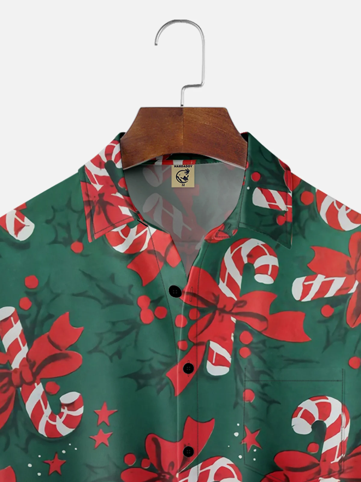 Moisture-wicking Christmas Candy Cane Pocket Casual Shirt