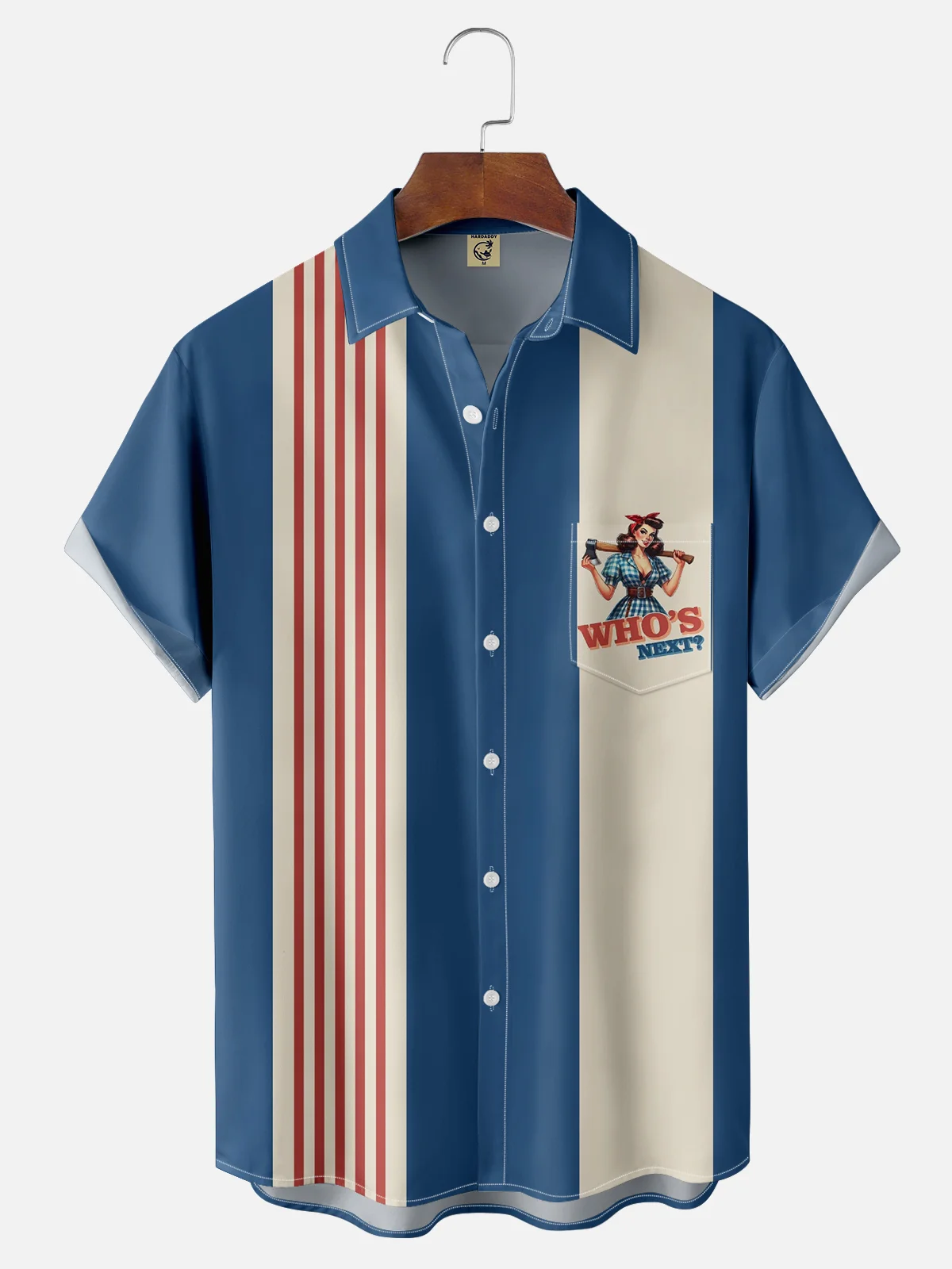 Moisture-wicking Vintage Whos Next Lady Chest Pocket Bowling Shirt