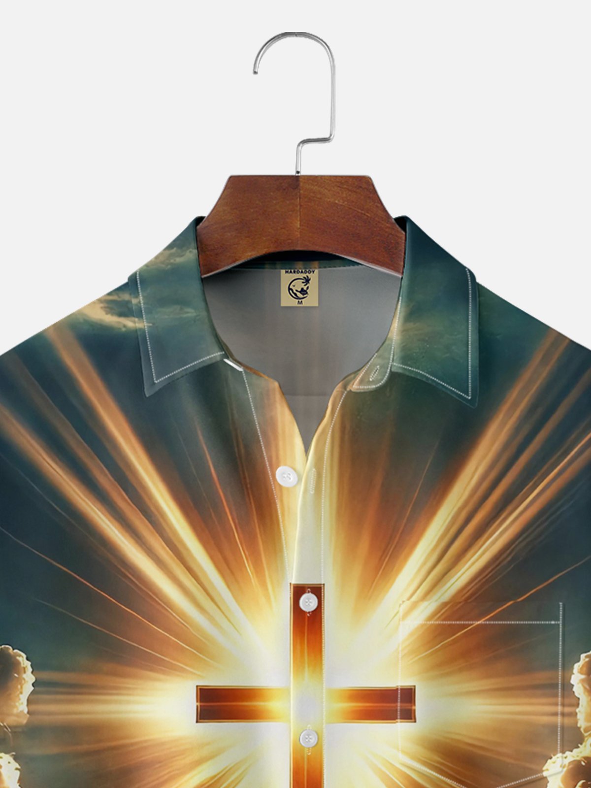 Moisture-wicking Glowing Cross on the Sea Faith Chest Pocket Casual Shirt